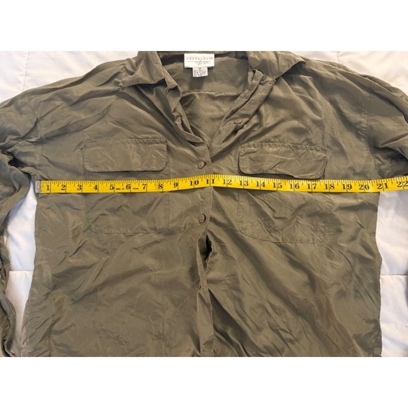 Van Heusen Green Silk Button Down Blouse - Size S Size S / US 4 / IT 40 - 5 Thumbnail