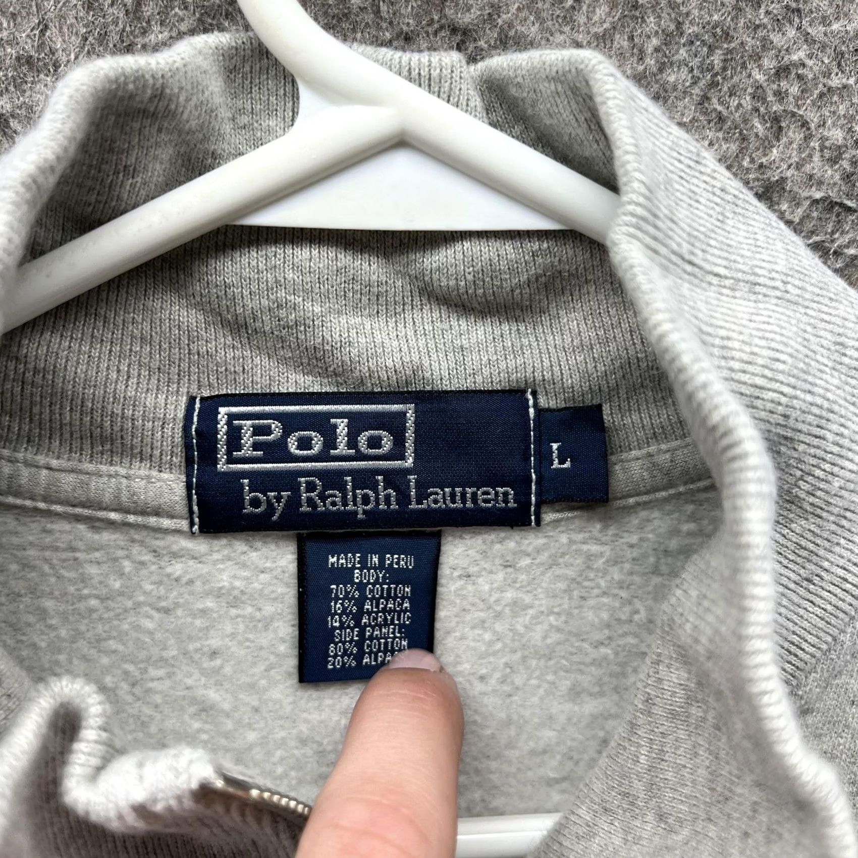 Polo Ralph Lauren VINTAGE Polo Ralph Lauren Sweatshirt Mens Large Gray Full Zip Fleece Jacket Pockets 90s Mens Size US L / EU 52-54 / 3 - 5 Thumbnail