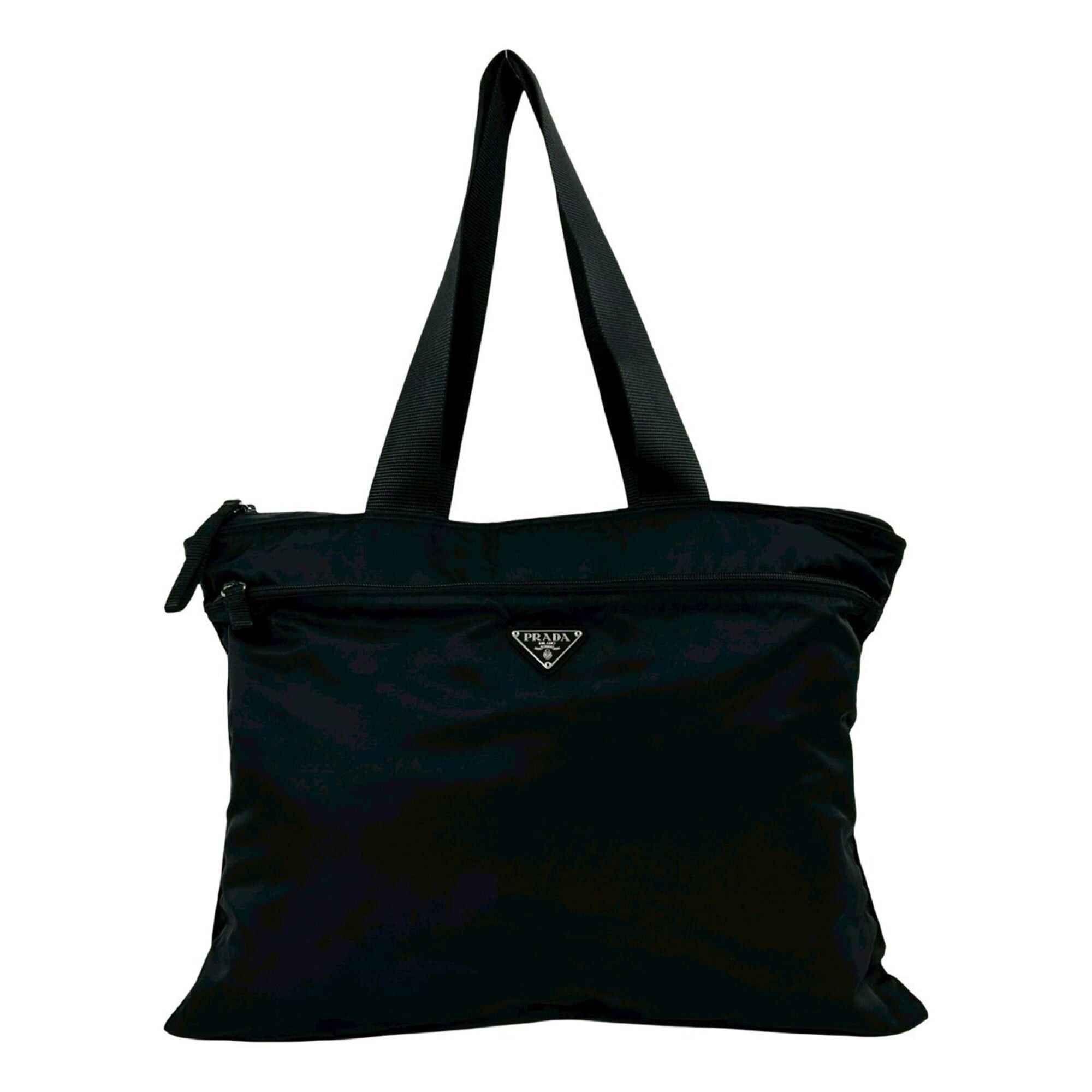 Prada Prada Triangle Logo Plate Hardware Tessuto Nylon Tote Bag Handbag Semi Shoulder Black 03683 Size ONE SIZE - 1 Thumbnail