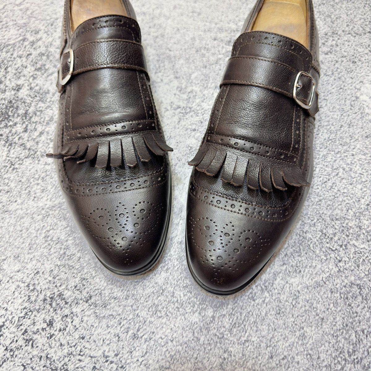 Doucal's × Handmade Doucal’s Italy Dark Brown Monk Shoes US9 UK8 EU42 27cm Size US 9 / EU 42 - 9 Thumbnail