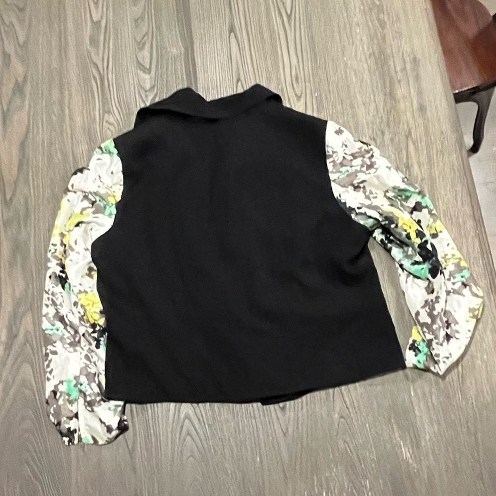 Vintage IMAN Moto Jacket Long Floral Sleeve Zip-Up Black Plus Siz 1X Size XL / US 12-14 / IT 48-50 - 4 Thumbnail