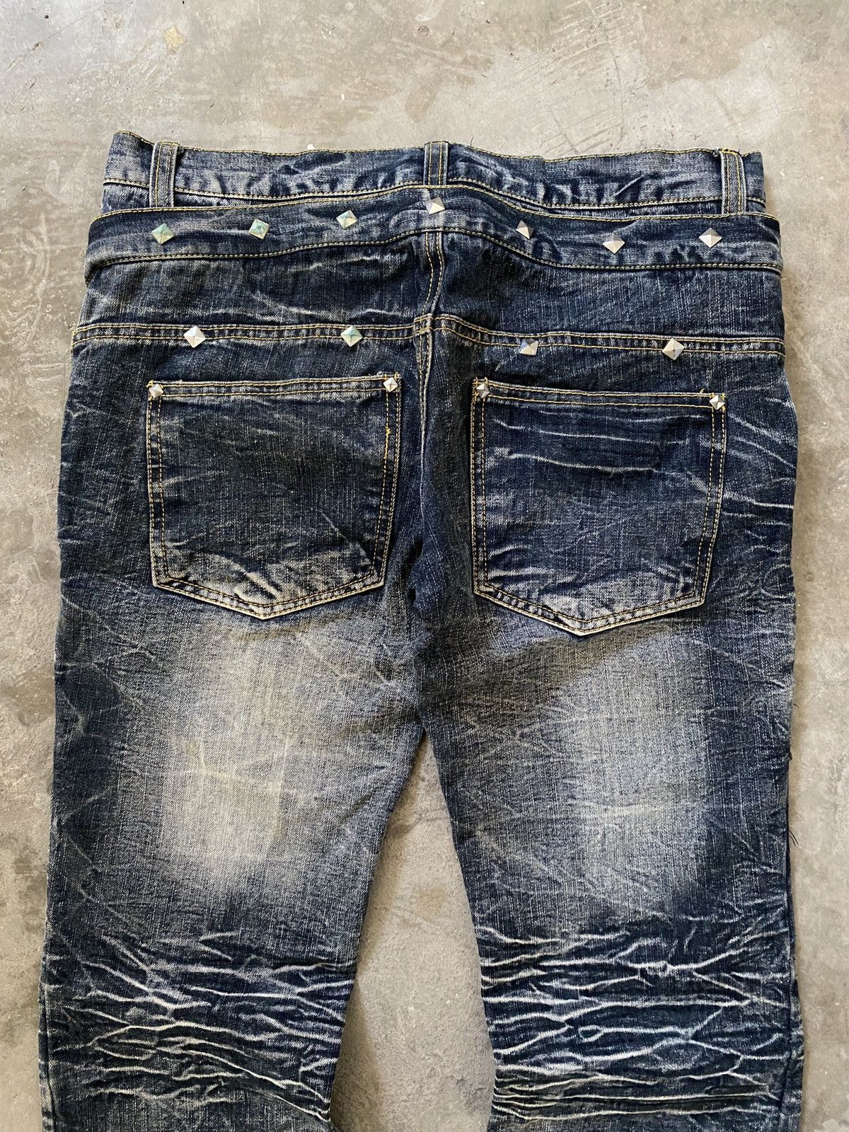 Japanese Brand Black Baccara - Studded Double Waist Clawmark Flare Denim Size US 32 / EU 48 - 13 Thumbnail