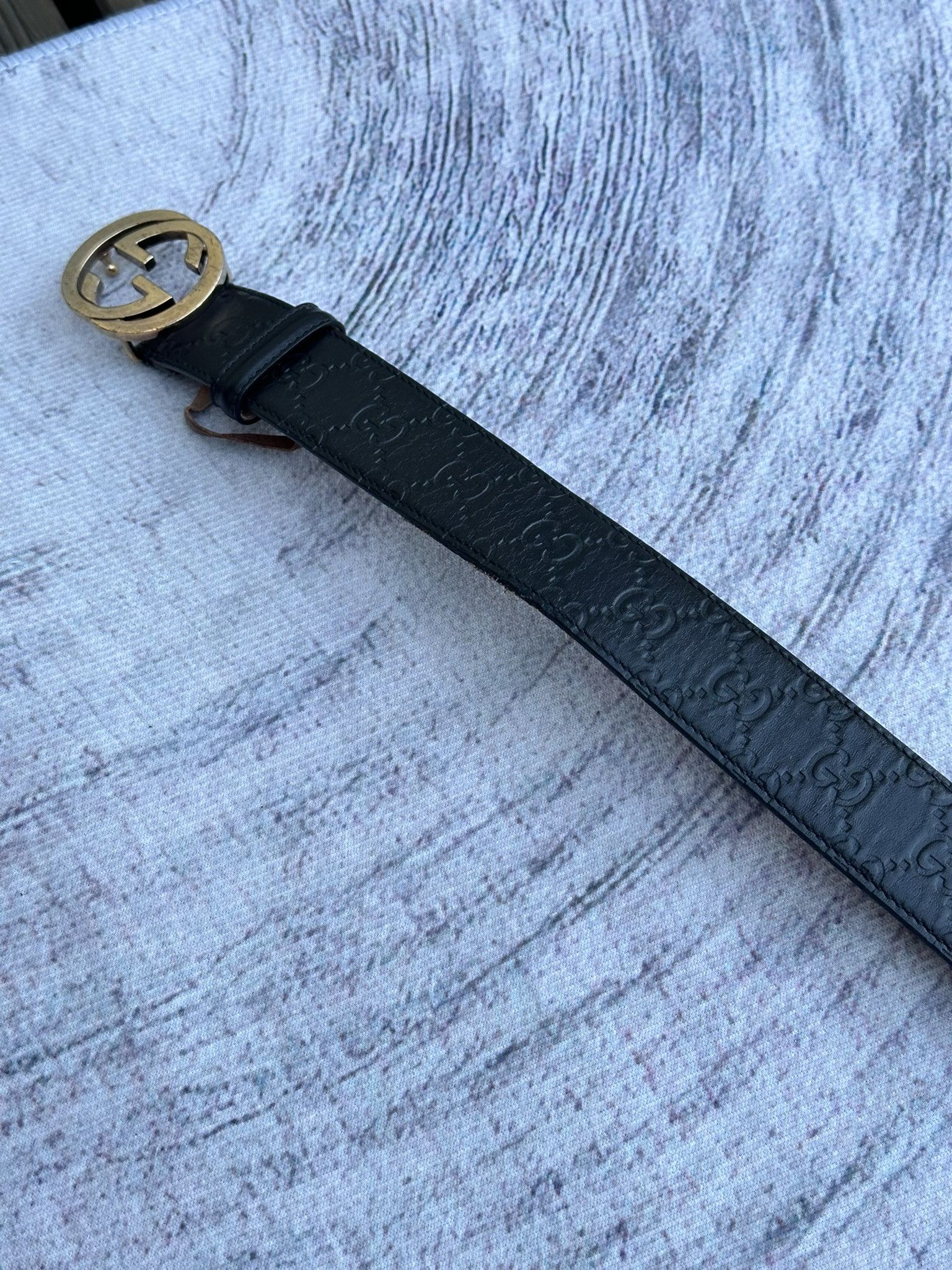 Gucci Gucci Belt Guccissima GG Monogram Black, Golden Buckle Size ONE SIZE - 5 Thumbnail