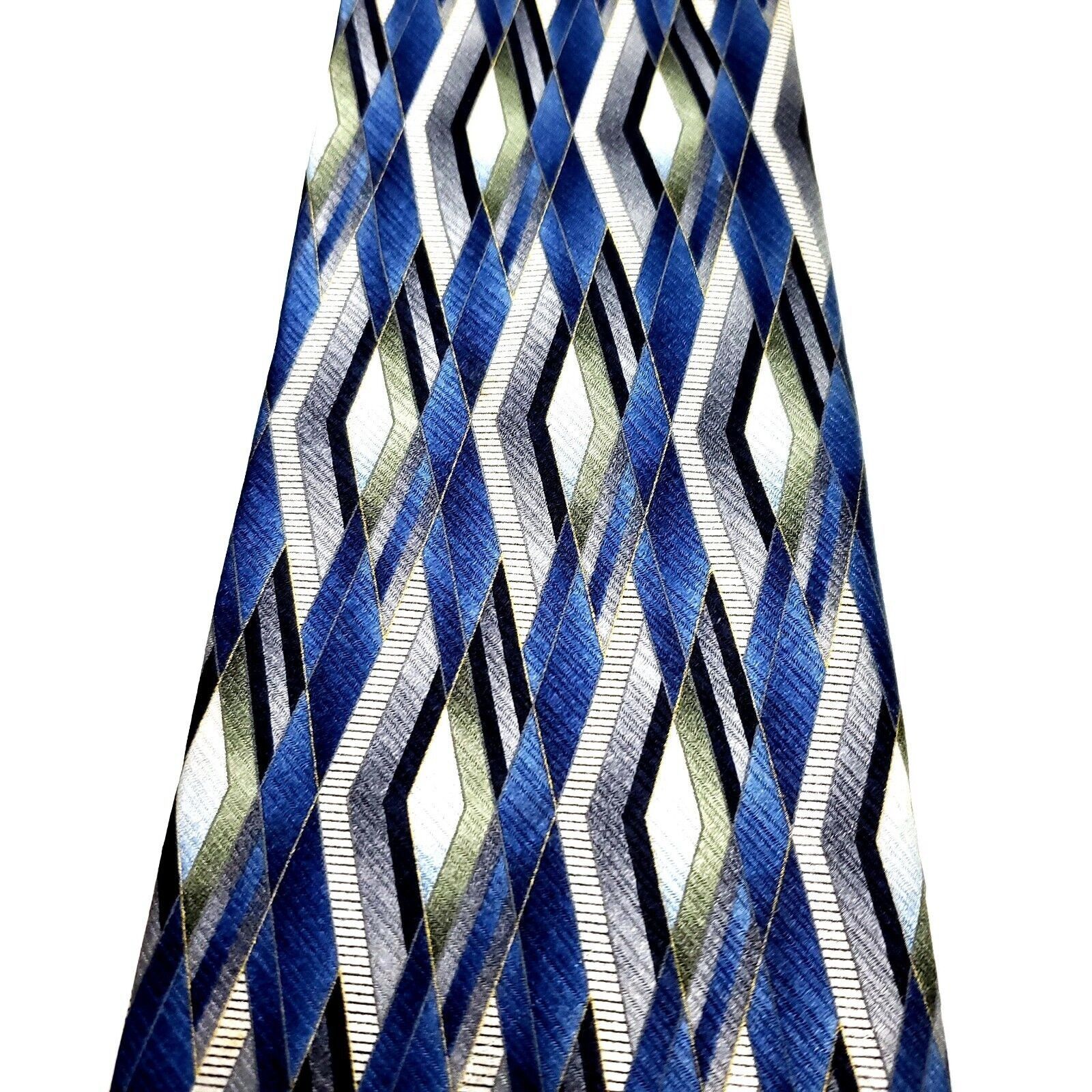 Stafford Stafford Silk Tie Blue Print Wide Size ONE SIZE - 2 Thumbnail