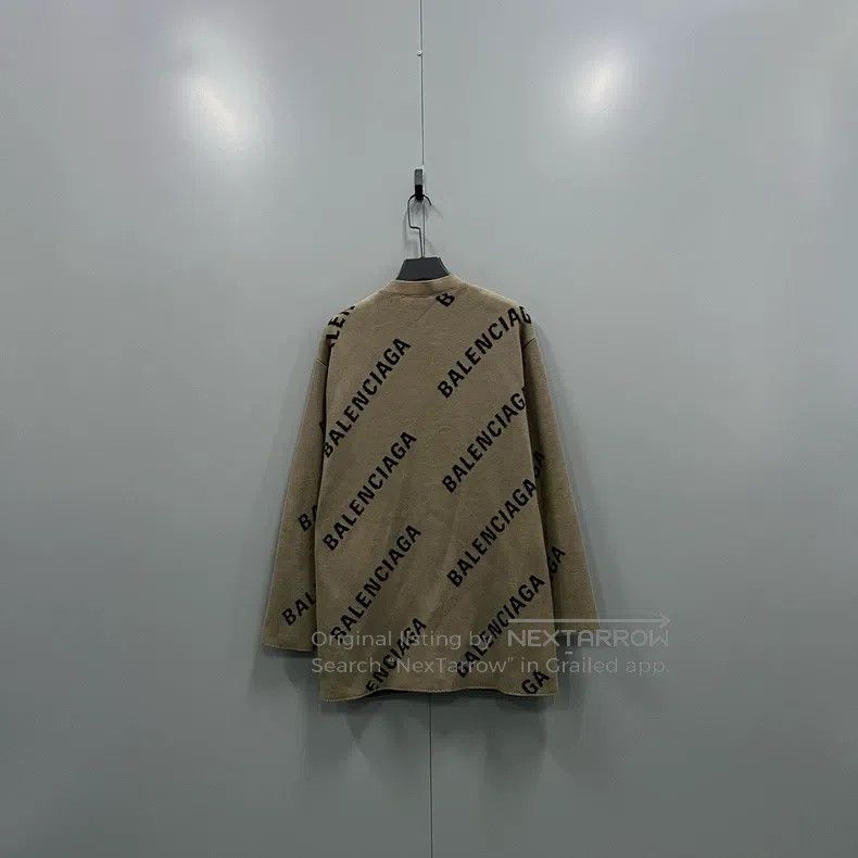 Balenciaga Balenciaga Light Brown Printed Logo Open Cardigan Size US M / EU 48-50 / 2 - 2 Thumbnail