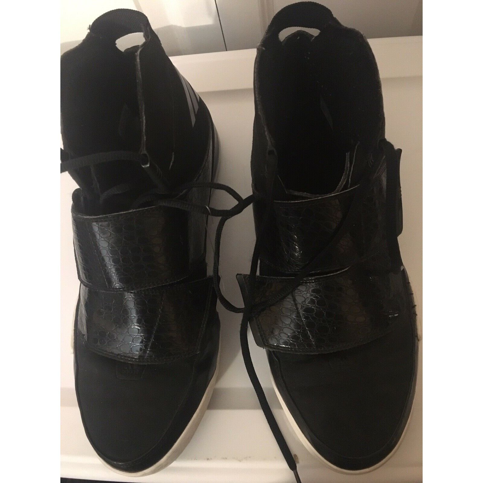 Adidas Vtg ADIDAS Black And White Hightops With Flaps Sz 13 MENS Ra Size US 13 / EU 46 - 3 Thumbnail