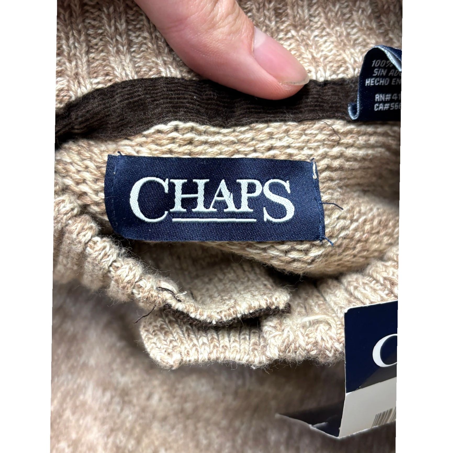 Chaps VINTAGE Chaps Mens Kent Cog Twst Sweater XXL Beige Brown Elbow Patches Mock Neck Size US XXL / EU 58 / 5 - 4 Thumbnail
