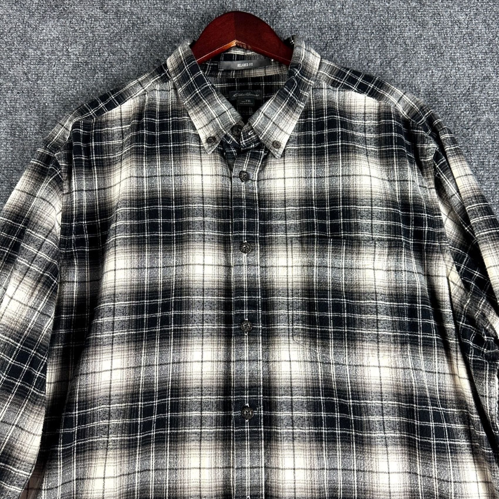 Eddie Bauer Eddie Bauer Plaid Cotton Flannel Button Down Shirt Mens TXL Relaxed Fit Pocket Size US XL / EU 56 / 4 - 4 Thumbnail