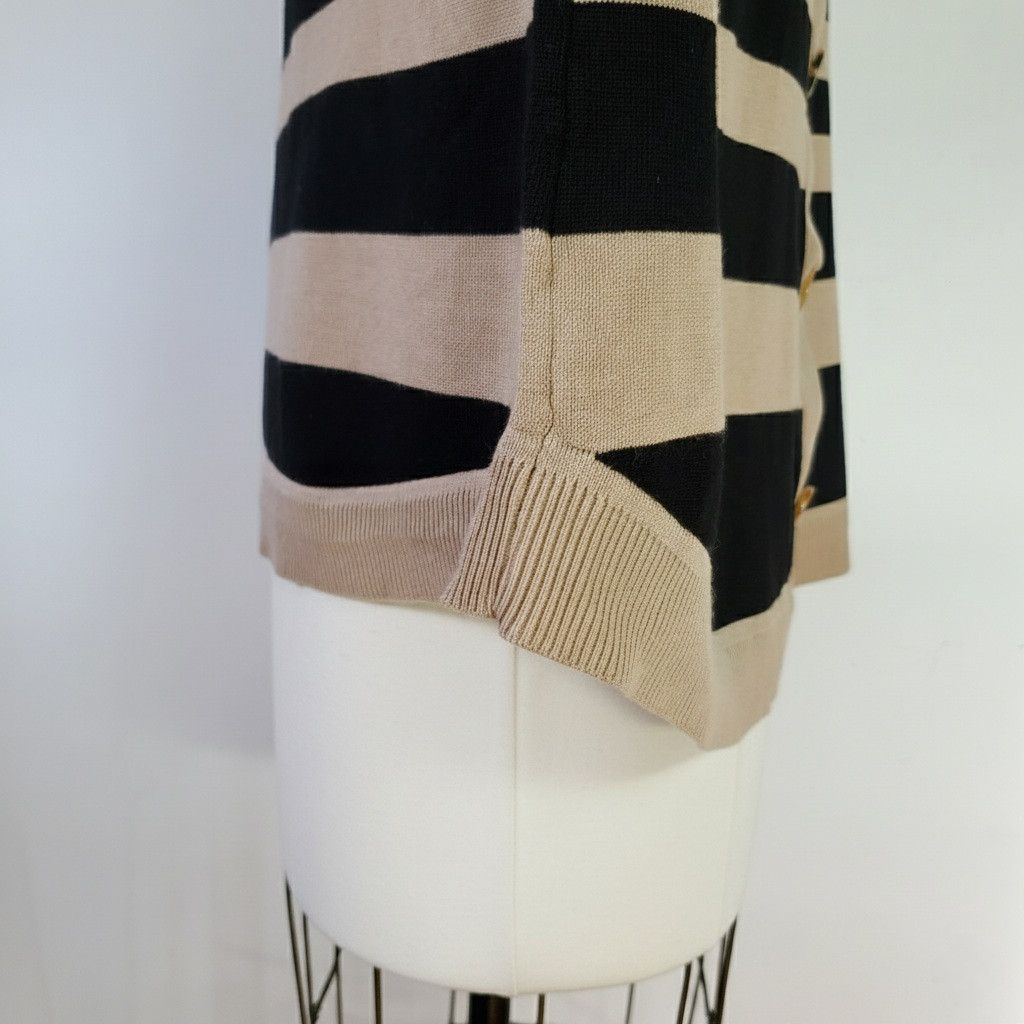 Other Cable & Gauge Size 1X Sweater 3/4 Sleeve Stripe Button Scoop Size XL / US 12-14 / IT 48-50 - 9 Thumbnail