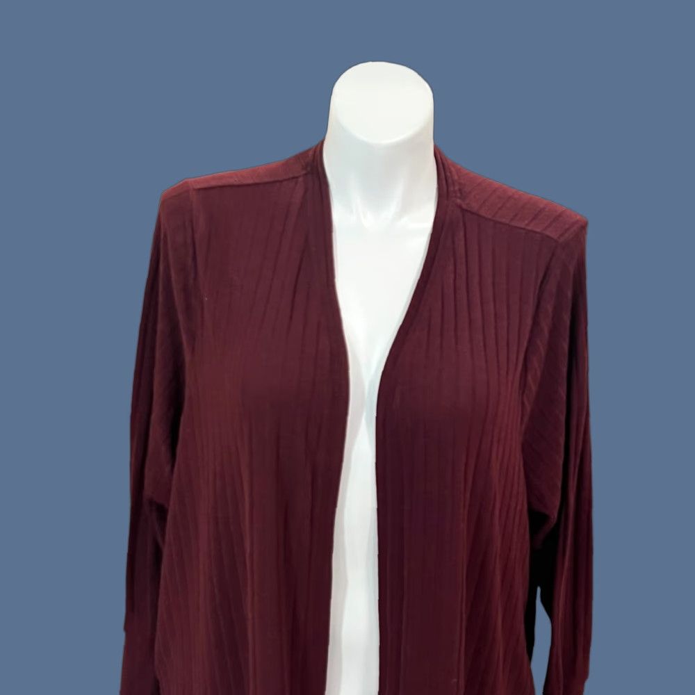 Vintage VINTAGE not applicable; Lane Bryant Burgundy Open Front Duster 3/4 Sleeve Cardigan Size 22/24 Pockets Size 3XL / US 20-22 - 1 Thumbnail