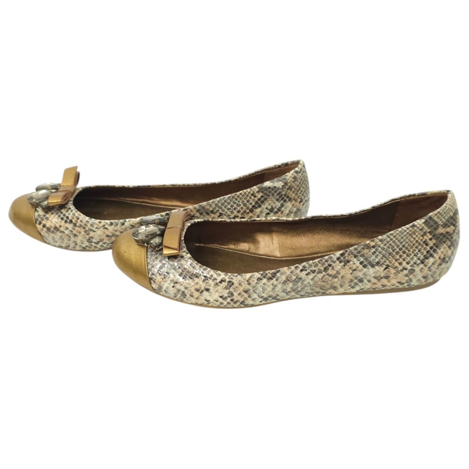 Other Libby Edelman Snakeskin Print Flats Women 8.5 M Bow Size US 8.5 / IT 38.5 - 11 Thumbnail