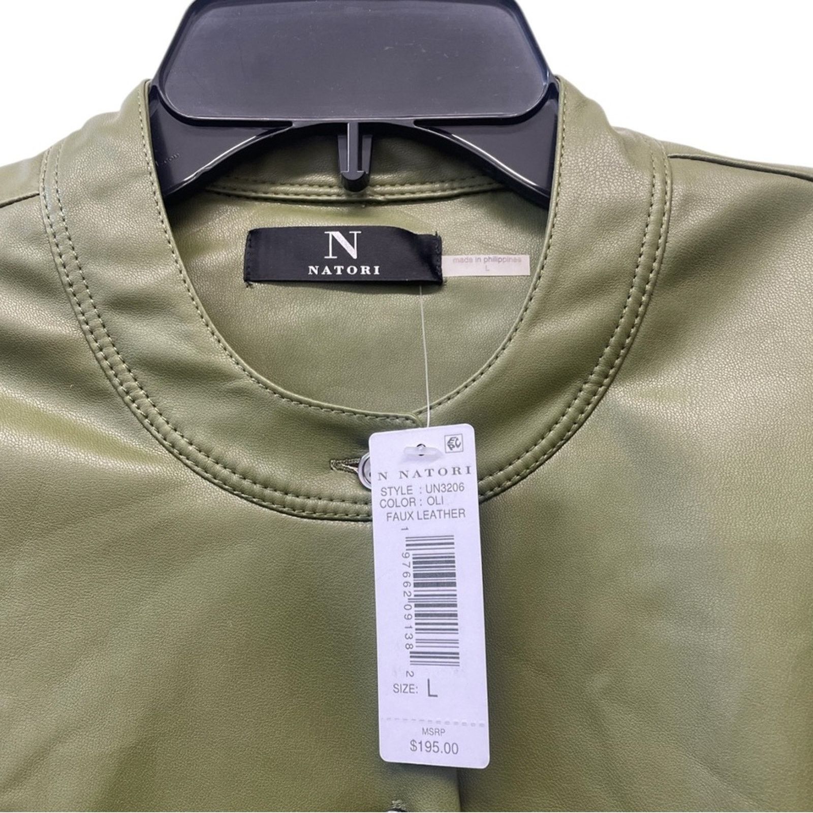Natori Green Faux Leather Shirt Dress size L