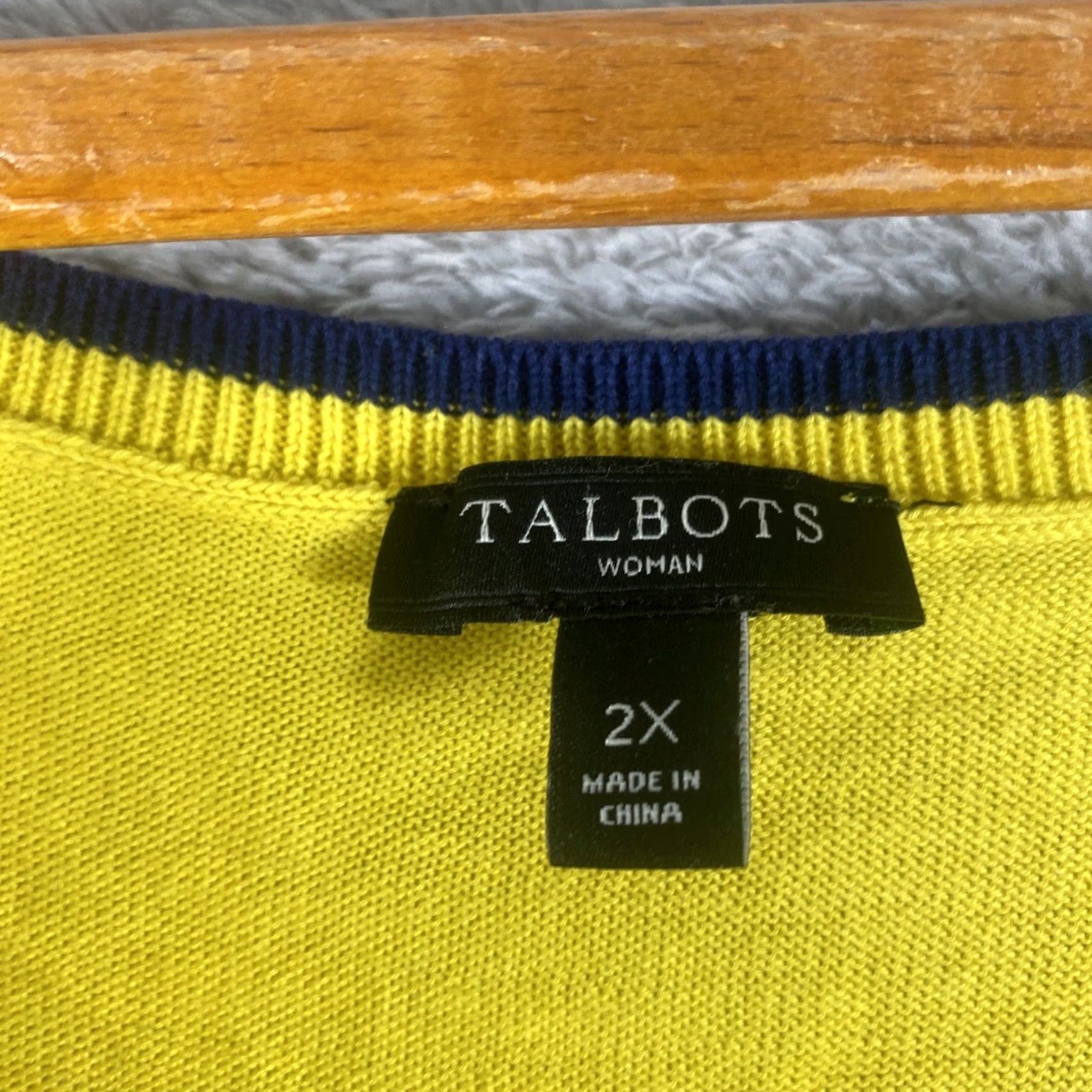 Talbots Talbots Tunic Top Women's Plus 2X Sleeveless Knit Tank Yellow Stripe Trim Round Neck Cap Sleeve Lightweight Breathable Vintage No Size XXL / US 16-18 / IT 52-54 - 3 Thumbnail