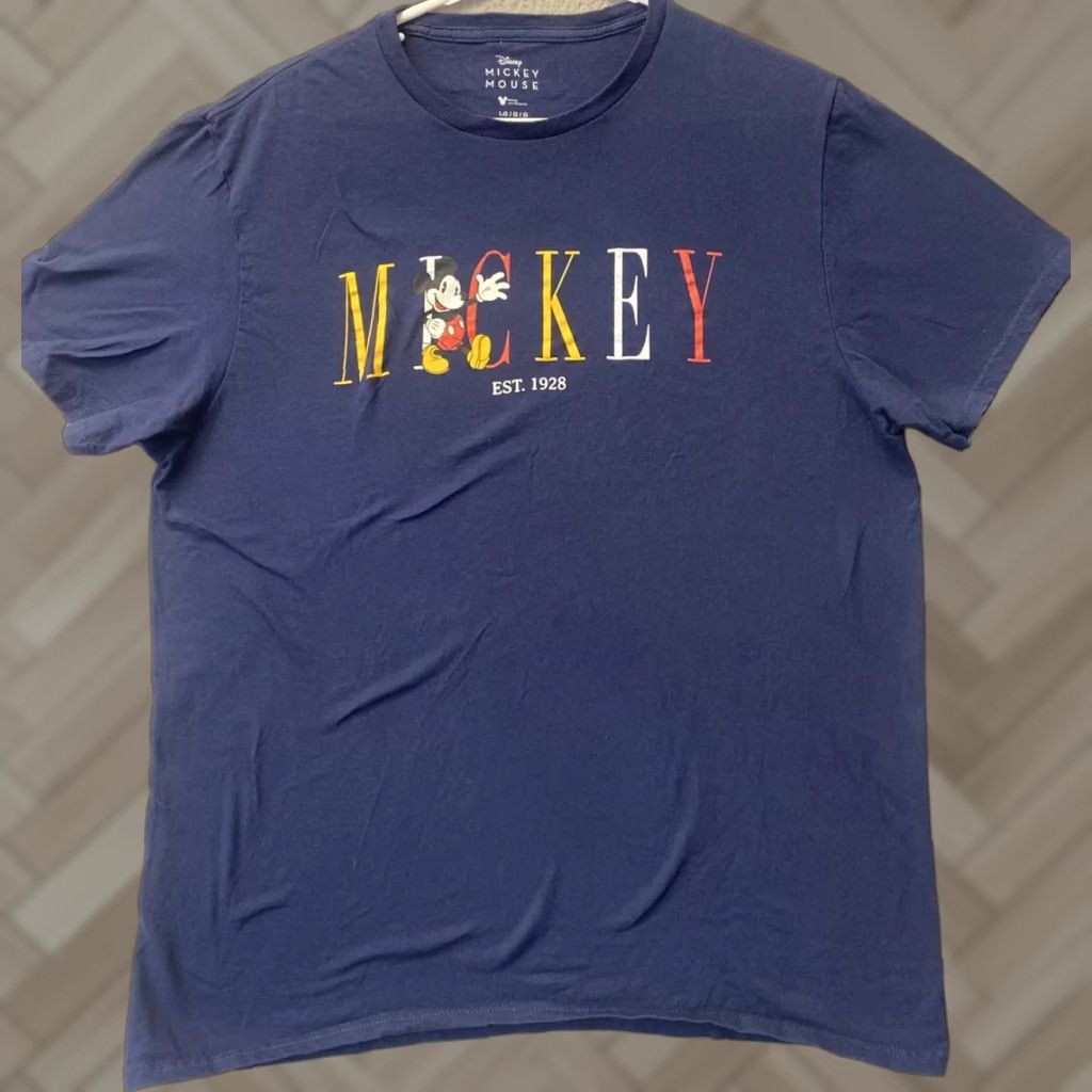 Disney DISNEY Shirt Mens L Blue Mickey Mouse Theme Cartoon Animation T‑Shirt 10912 Size US L / EU 52-54 / 3 - 1 Thumbnail