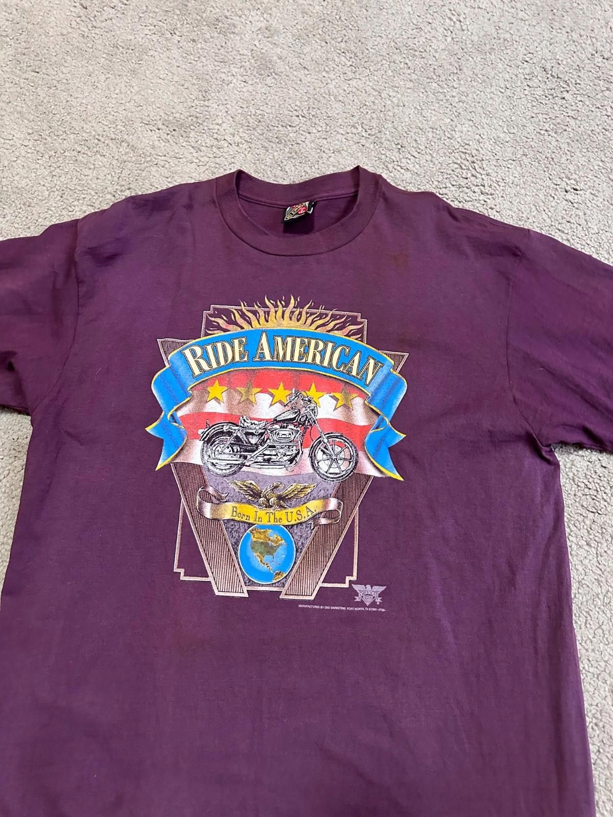 Other 3D Emblem USA Ride American Motorcycle Burgundy 1990s Grunge Size US XL / EU 56 / 4 - 3 Thumbnail