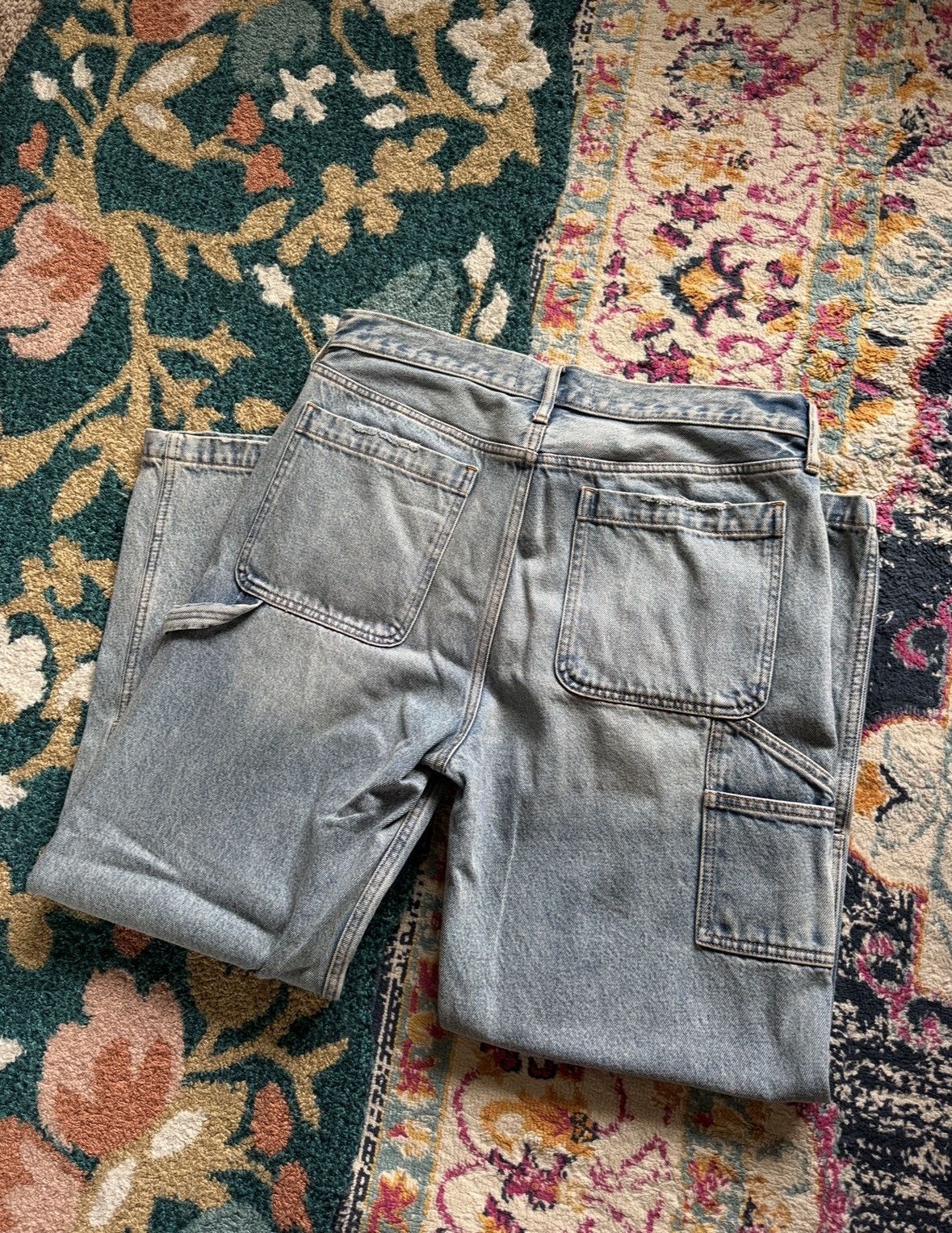 Abercrombie & Fitch Double Knee Carpenter / Painter Jeans - Y2K Light Wash Size US 33 - 3 Thumbnail