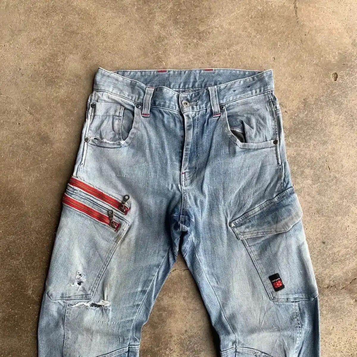 Vintage DISTRESSED DENIM TROUSERS HUMMER CURVE LEGS JEAN FADED PANTS Size US 29 - 4 Thumbnail