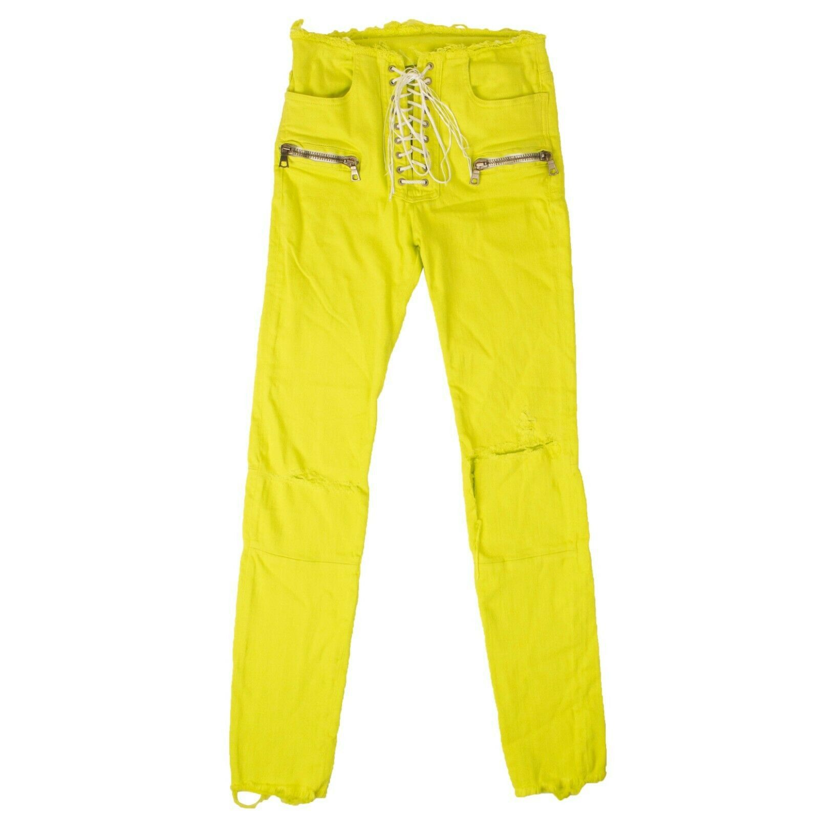 image of Unravel Project Neon Yellow Lace Up Pants Size 26, Women's
