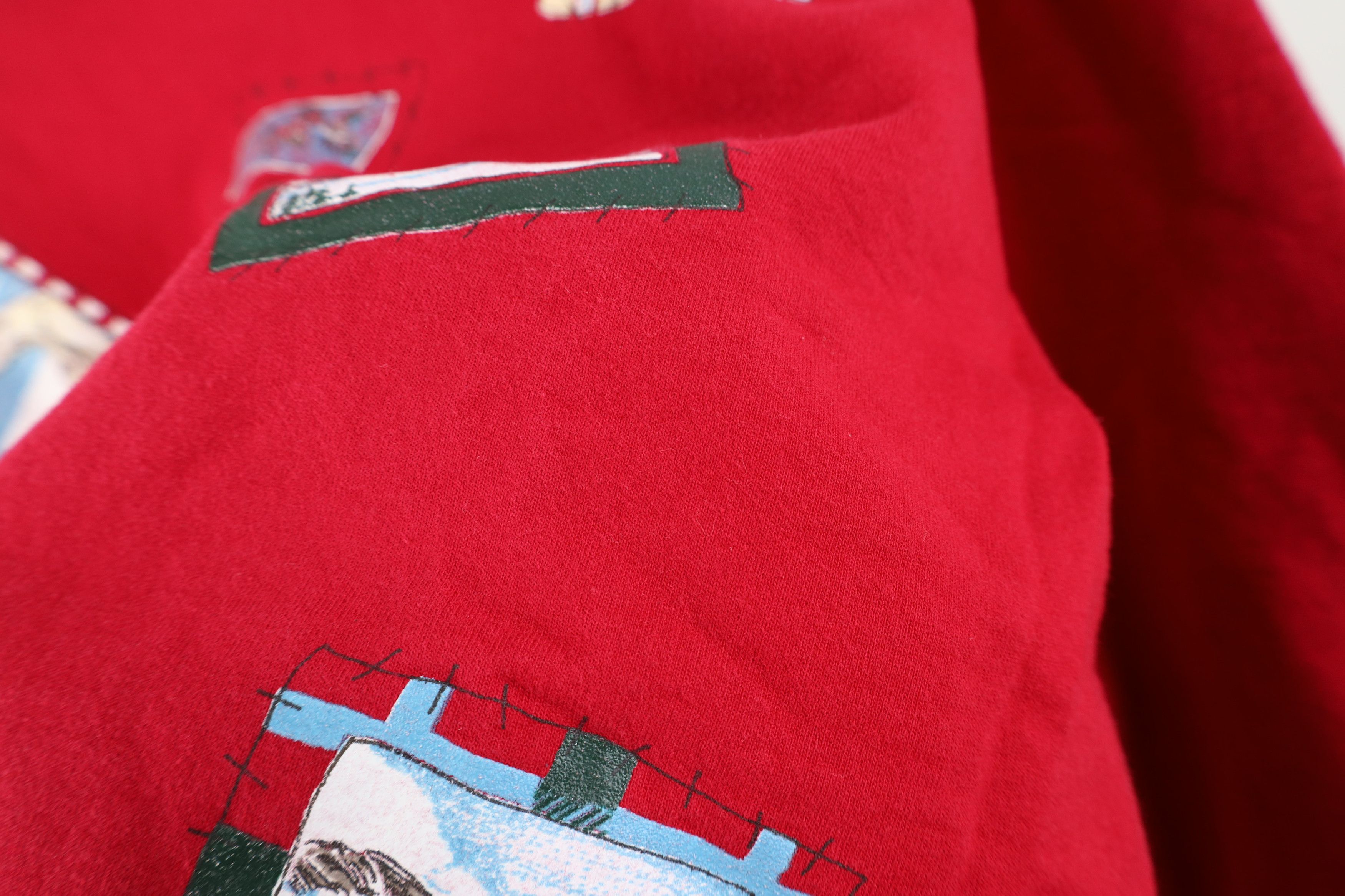 Vintage Vintage 90s Oversized Winter Stamp Turtleneck Sweatshirt Red Size M / US 6-8 / IT 42-44 - 10 Thumbnail