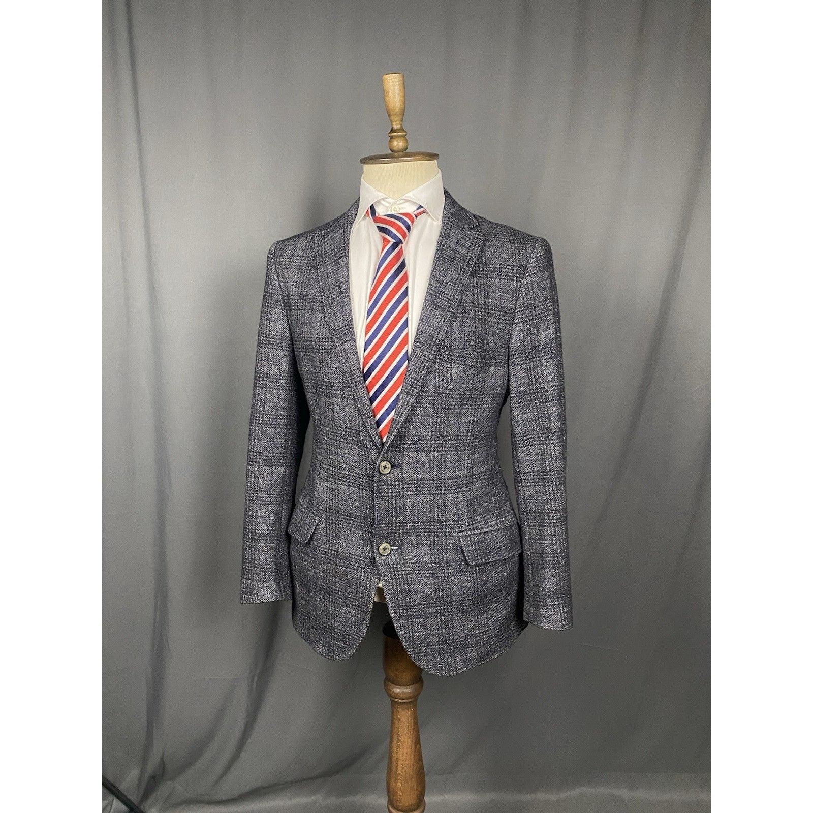 Etro Etro New Jersey Men's Gray Alpaca Wool Checked Blazer Jacket Size 44R - 2 Thumbnail