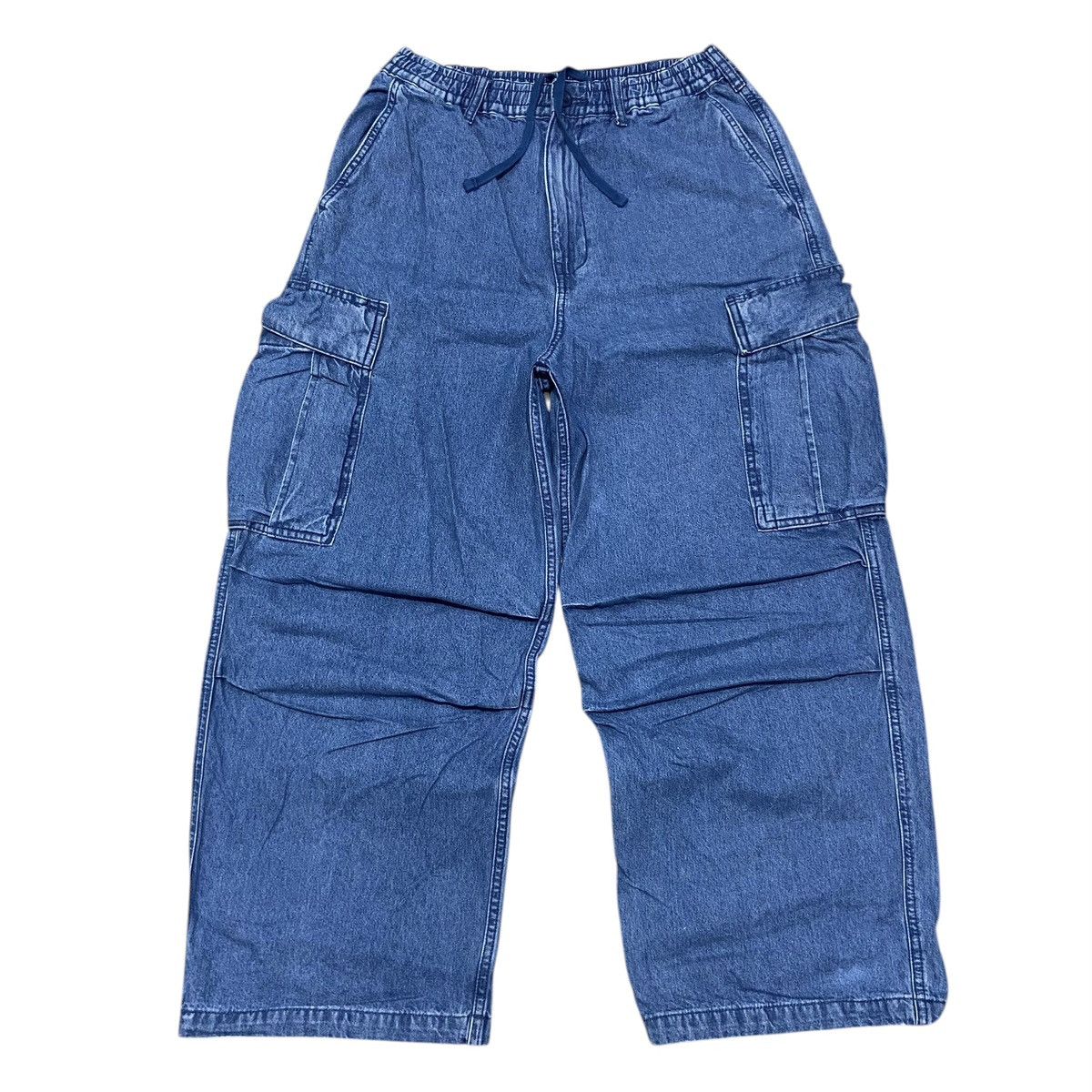 Japanese Brand GU Superwide Cargo Ballon Pants - Blue Jeans Size US 29 - 1 Thumbnail