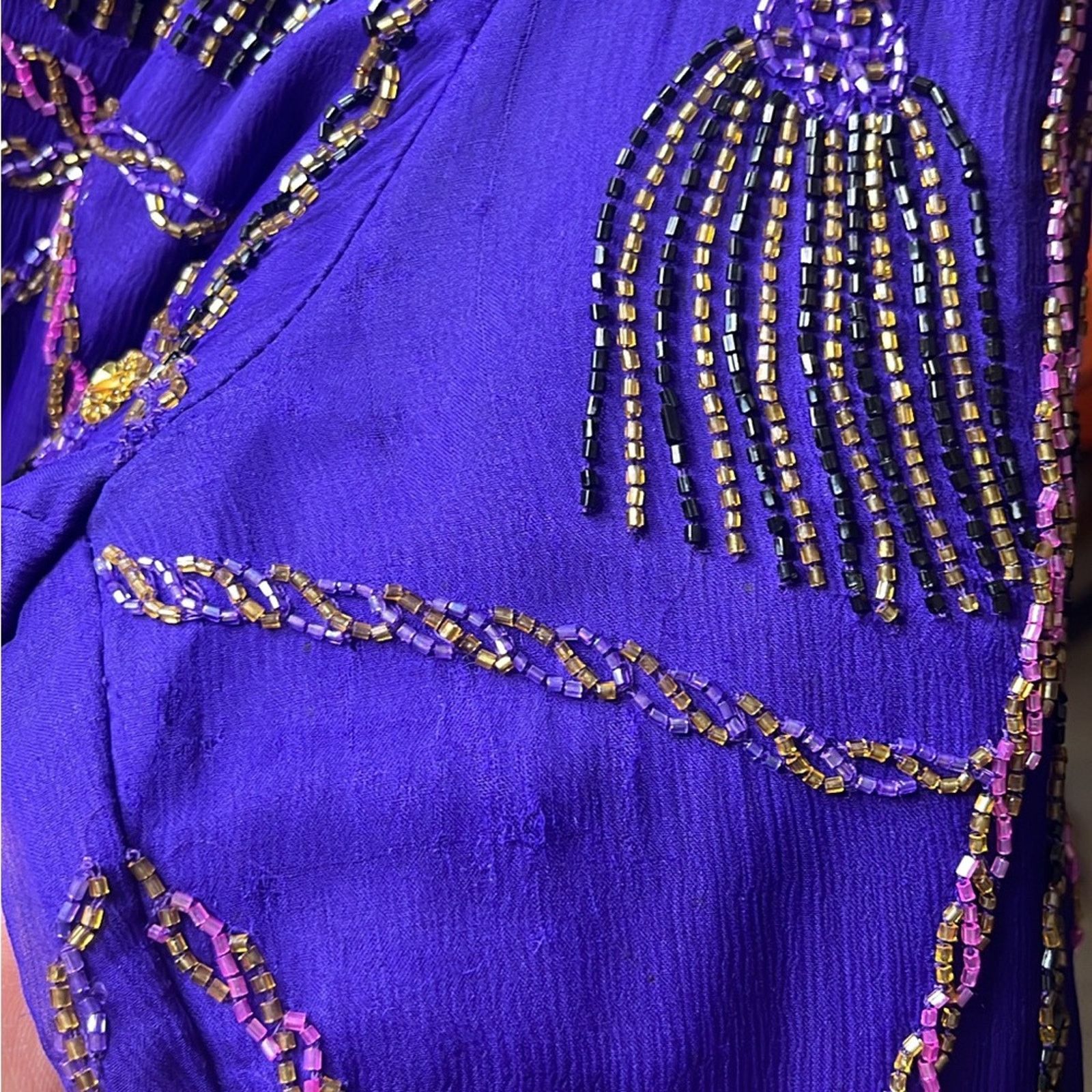 Vintage VTG Lawrence Kazar Sequin silk Tassel Cropped Jacket Beaded Size M / US 6-8 / IT 42-44 - 6 Thumbnail