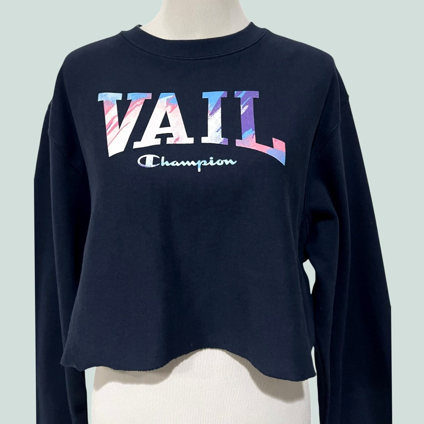Champion Vail Colorado Champion Sweatshirt Crew Neck Cropped Reverse Weave Navy Blue Sz M Women Pullover Casual Sports Ski Size M / US 6-8 / IT 42-44 - 1 Thumbnail