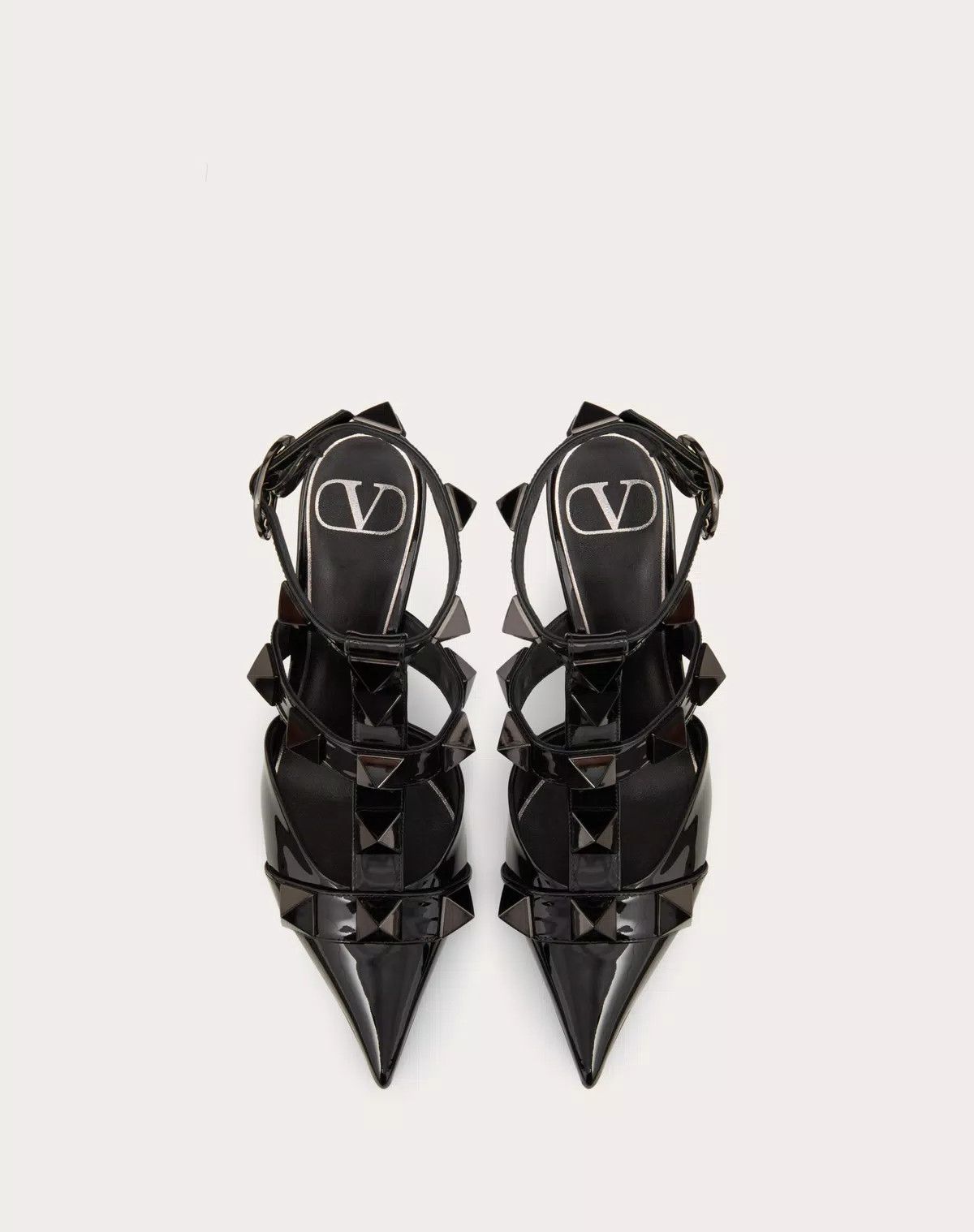 Valentino o1s1wg110625 Roman Stud Pump In Patent Leather in Black Size US 6.5 / IT 36.5 - 4 Thumbnail