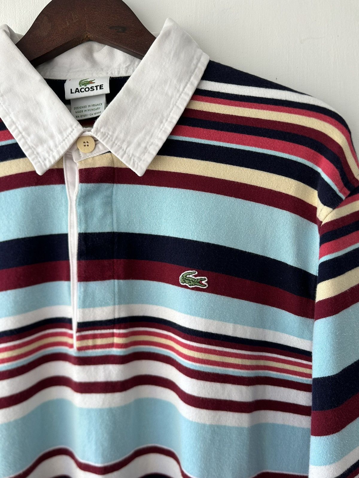 Lacoste Vintage Lacoste Long Sleeve Rugby Striped Polo Shirt Size US L / EU 52-54 / 3 - 3 Thumbnail
