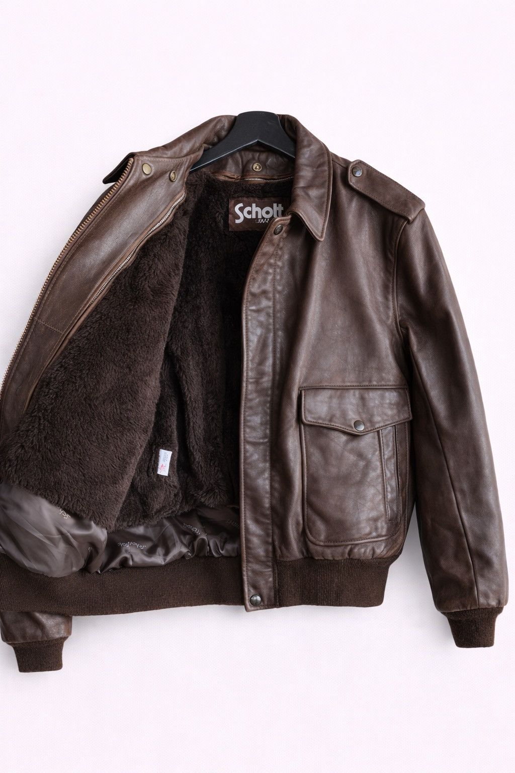 Schott Vintage 70s Schott Leather Flight Jacket Made USA Size 44 Size US XL / EU 56 / 4 - 3 Thumbnail