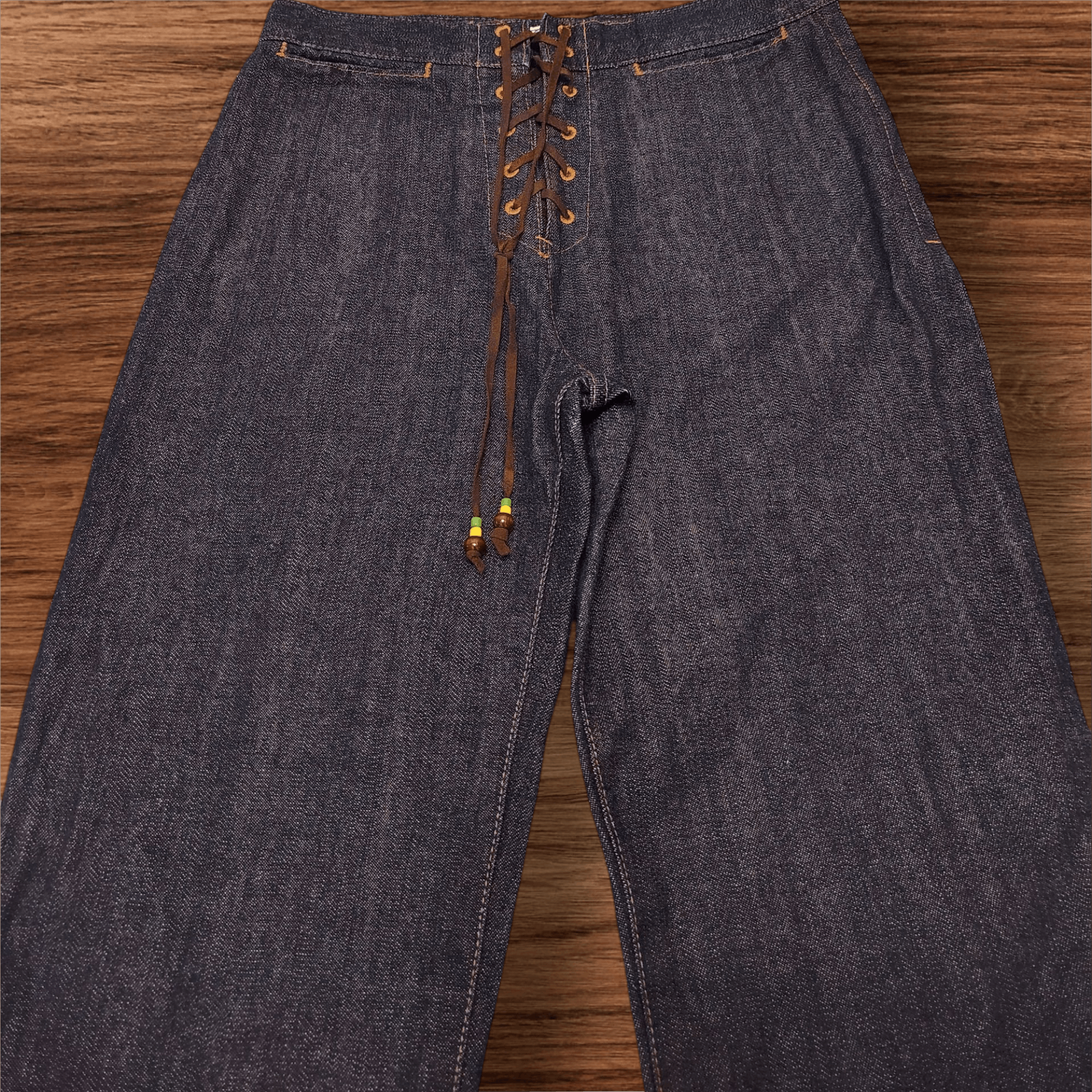 If Six Was Nine Rare💥Insane💥Japanese Vale Lace up Flare Jeans Size 26" / US 2 / IT 38 - 3 Thumbnail