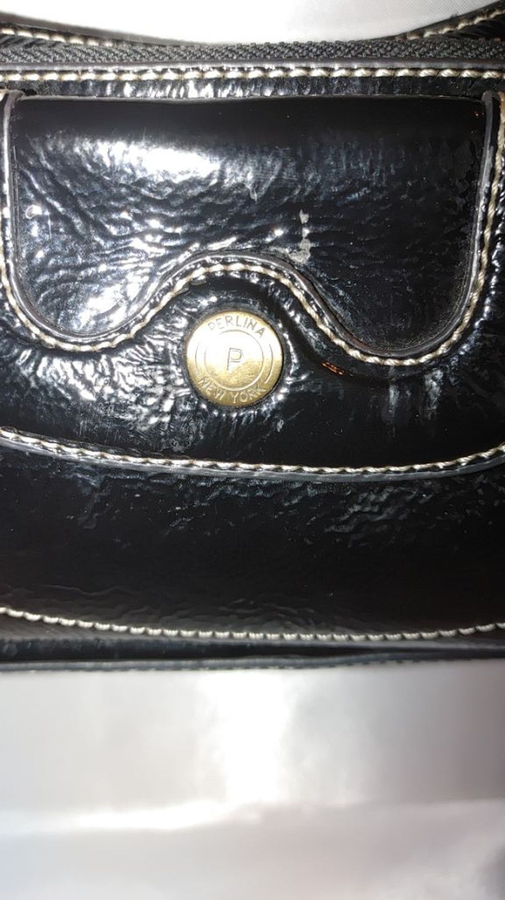 Vera Pelle Perlina New York Baguette Patent Leather Shoulder Bag Size ONE SIZE - 4 Thumbnail