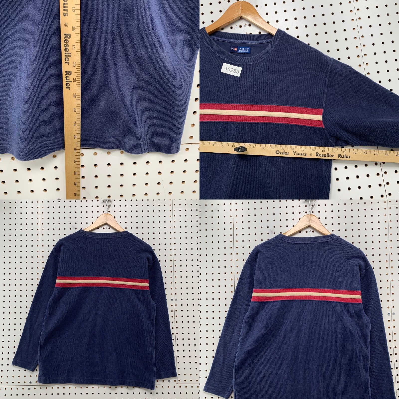 Arrow VINTAGE Arrow Sweater Mens M Blue Red Striped Y2K Mall Punk Skate Goth Pullover Crew Neck Long Sleeve Winter Fall Knit Fleece Size US M / EU 48-50 / 2 - 8 Thumbnail