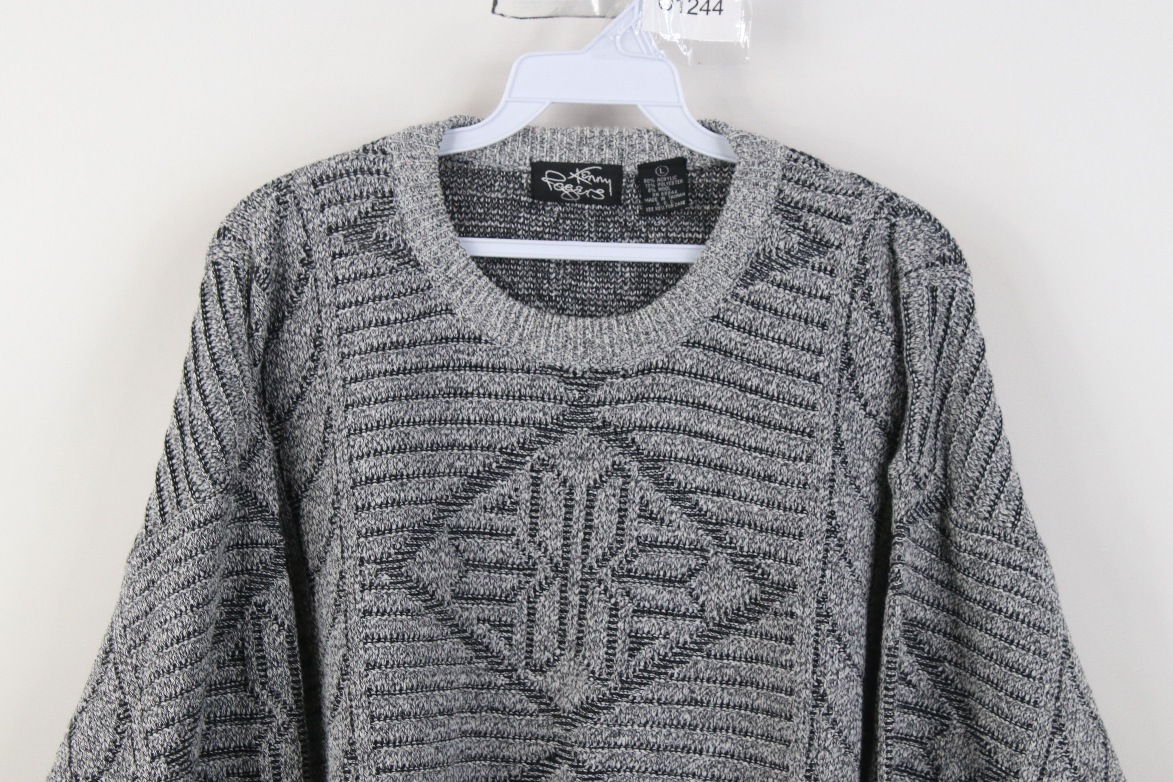 Vintage Vintage 90s Streetwear Fair Isle Ribbed Knit Sweater Gray Size US L / EU 52-54 / 3 - 2 Thumbnail