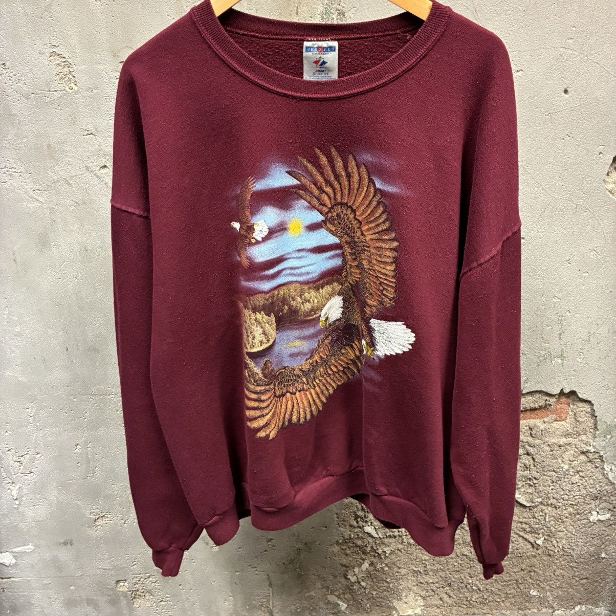 Jerzees Jerzees Vintage 90s Maroon Eagle Nature Oversized Crewneck Size US XXL / EU 58 / 5 - 1 Thumbnail