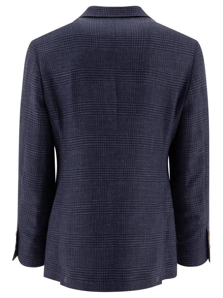 Brunello Cucinelli o1w1db10126 Single Breasted Checked Blazer in Navy Blue Size US L / EU 52-54 / 3 - 2 Thumbnail