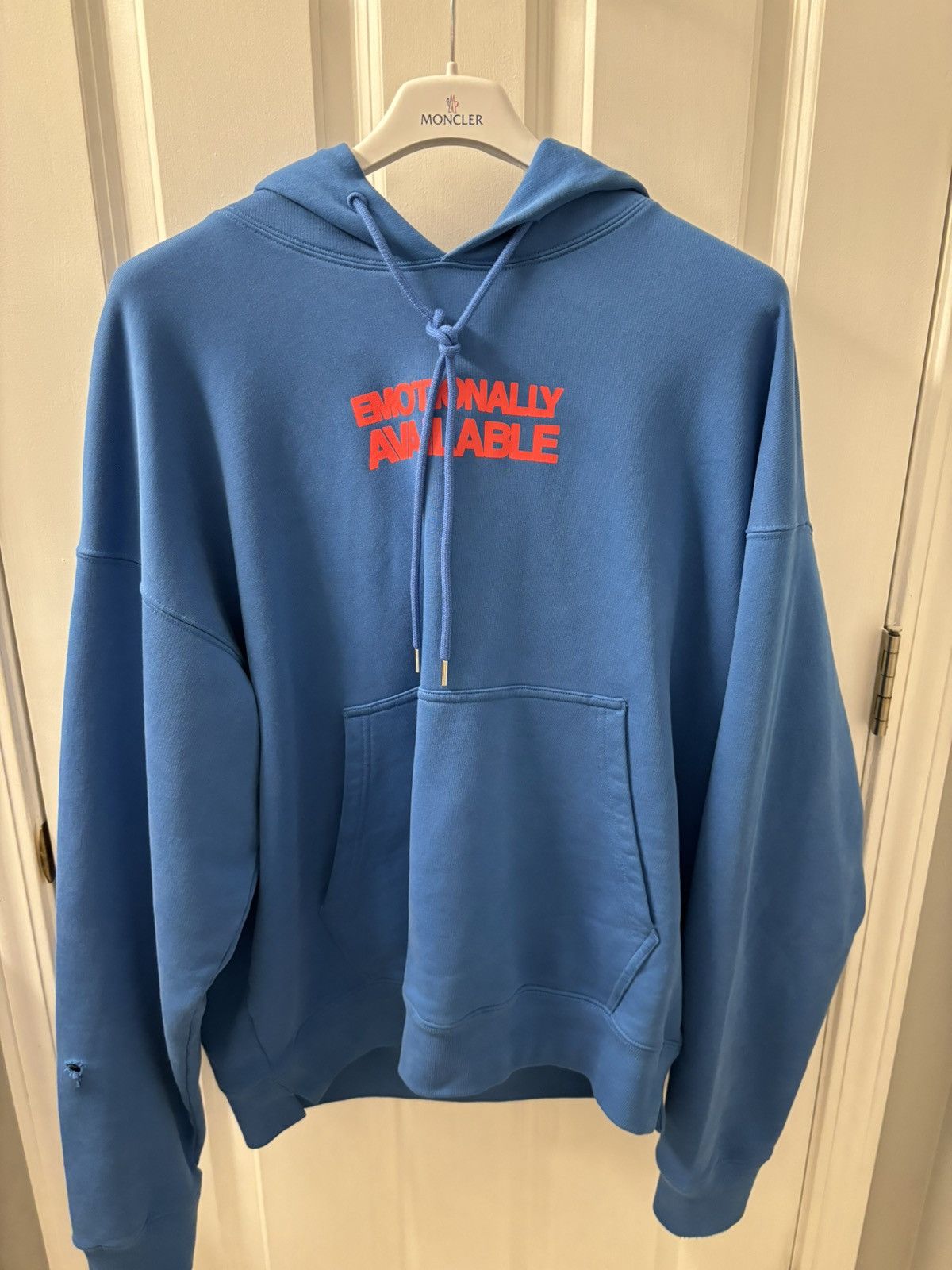 image of Off White Emotionally Available Hoodie in Blue, Men's (Size Large)