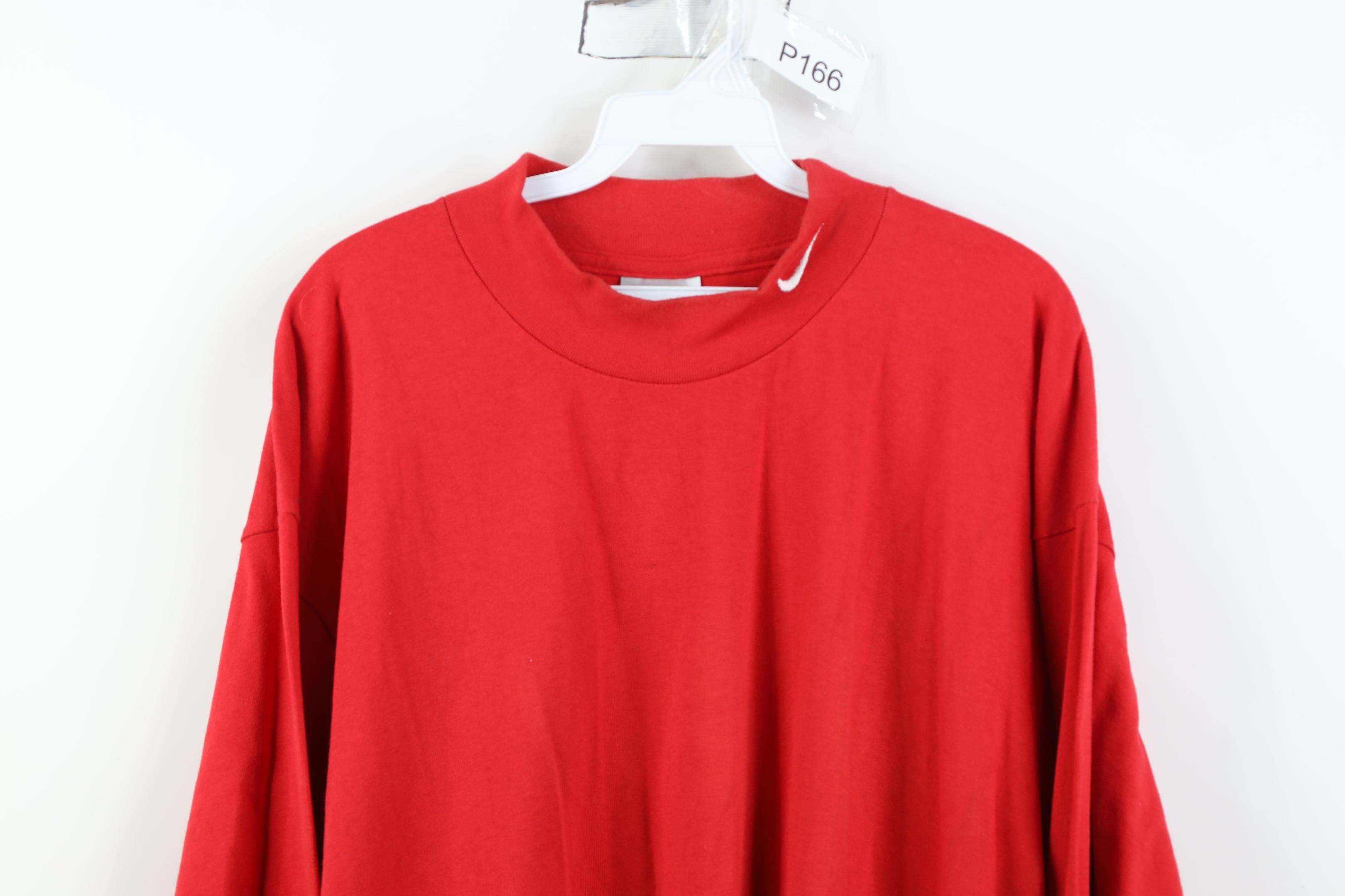 Nike Vintage Y2K Nike Swoosh Mock Neck Long Sleeve T-Shirt Red Size US XL / EU 56 / 4 - 2 Thumbnail