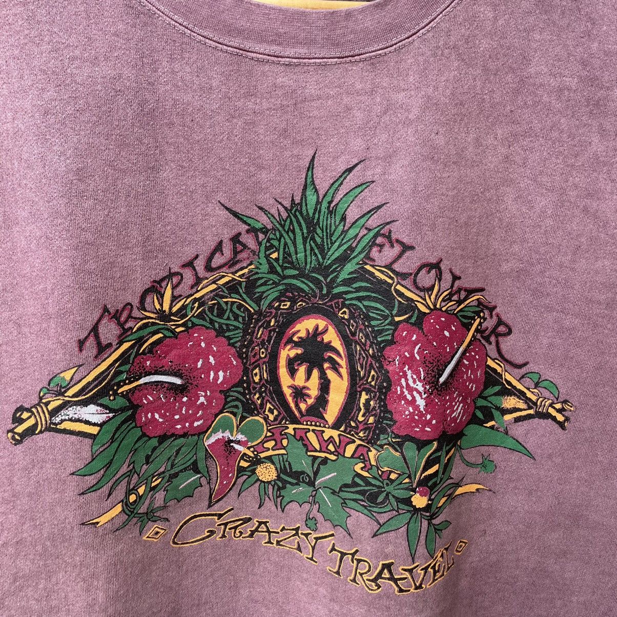 Vintage 🔥Vintage 90s Hawaii Tropical Flower Crazy Travel Sweatshirts Size US M / EU 48-50 / 2 - 6 Thumbnail