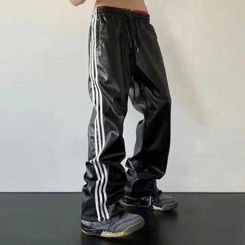 VIBE Y2k Black Track Leather Pants Size US 30 / EU 46 - 1 Thumbnail