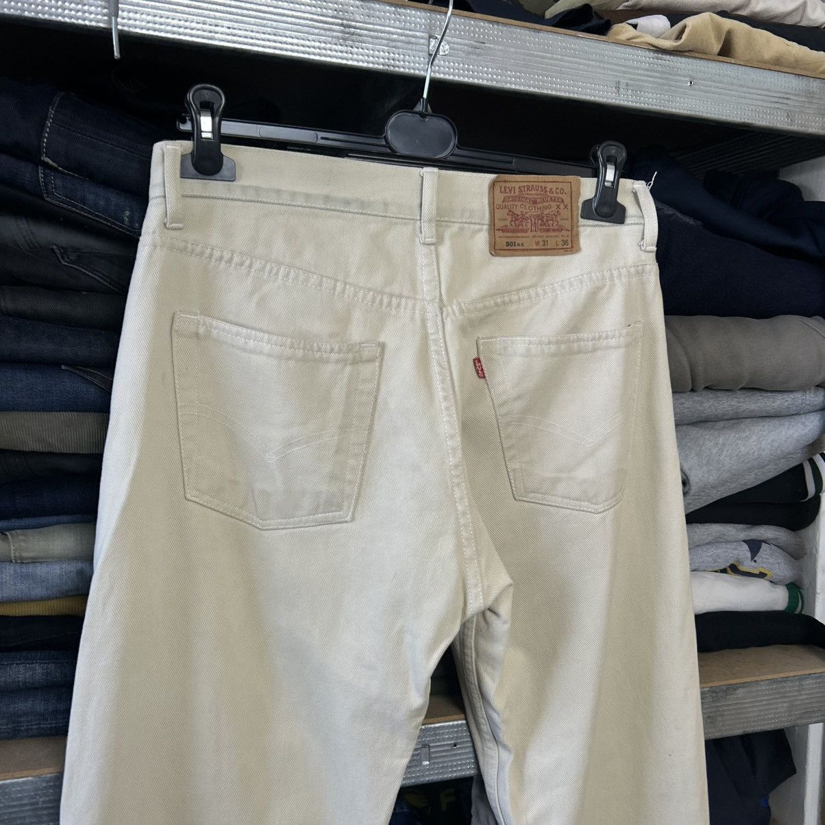 Levi's Vintage Clothing Vintage Levis 501xx Made InUSA rare beige denim jeans Size US 34 / EU 50 - 2 Thumbnail