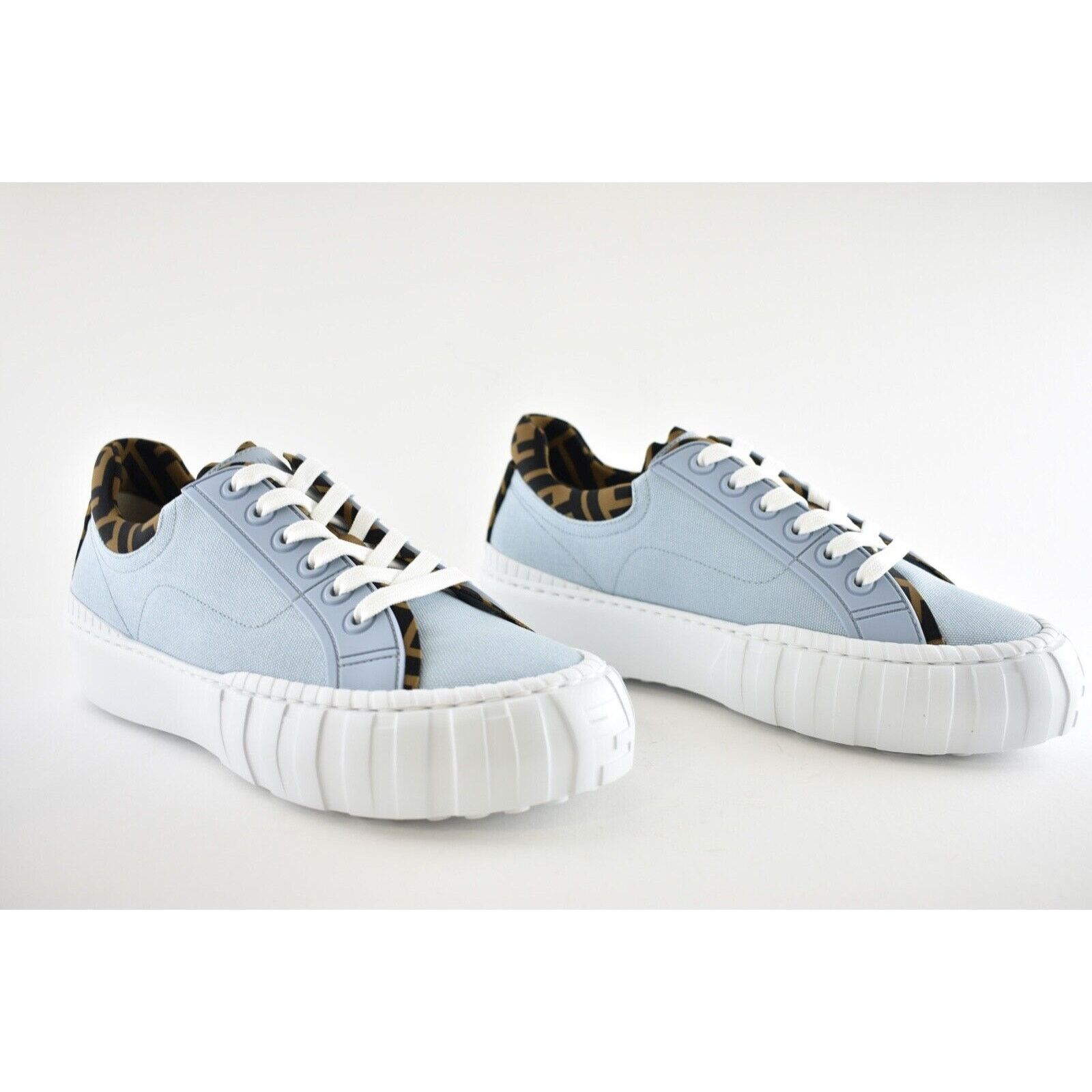 Fendi Fendi Force Blue Canvas White Platform Low Top Sneaker 35.5 Size US 5.5 / IT 35.5 - 4 Thumbnail
