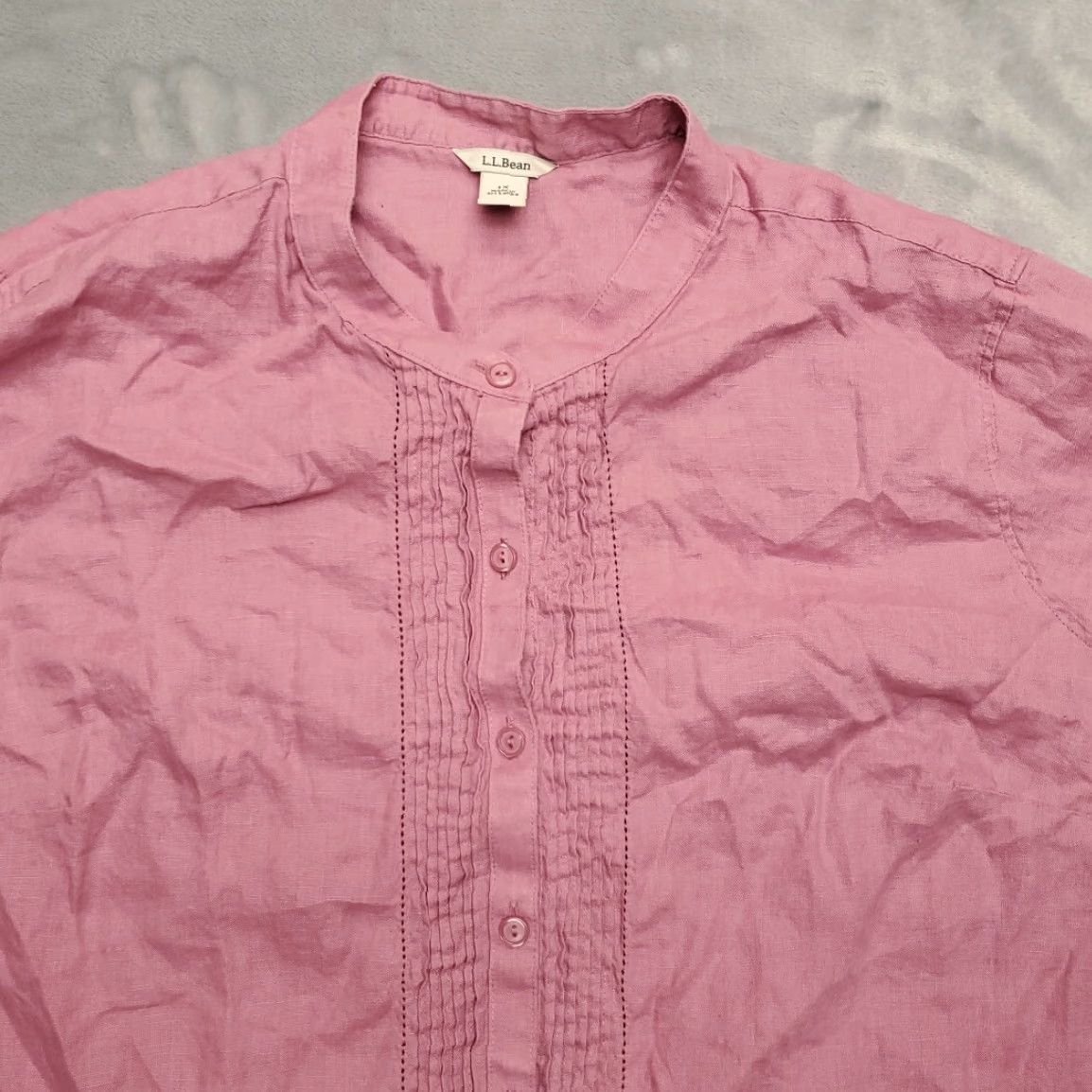 Vintage VINTAGE LL Bean Tunic Womens 1X Rose 100% Linen Pleated Mandarin Collar Retro Shirt Top Button-Up Size XL / US 12-14 / IT 48-50 - 3 Thumbnail