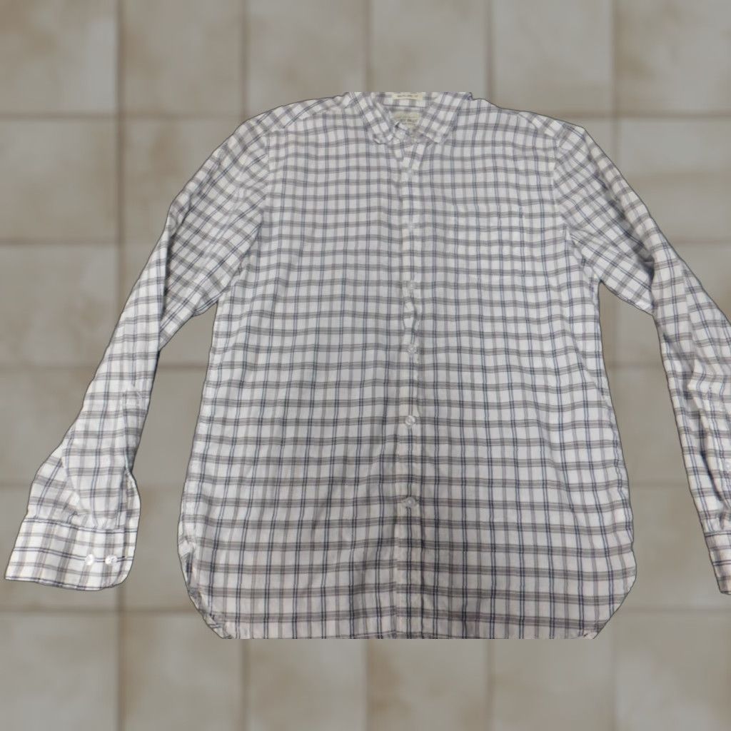 Lucky Brand Lucky Brand Shirt Mens Medium Gray Plaid Button Up Knit Cotton Long Sleeve Collared Regular Size US M / EU 48-50 / 2 - 1 Thumbnail