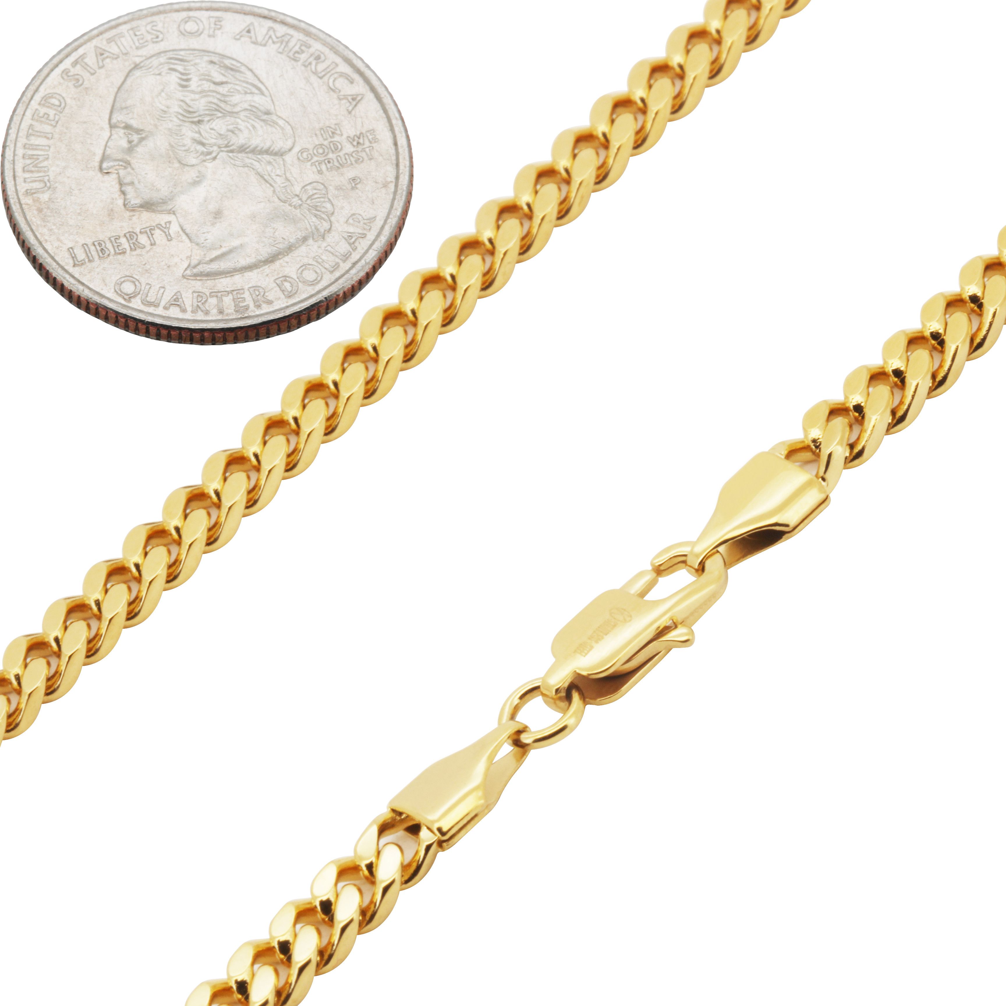 Other 316L SS 18k GP 4mm Miami Cuban Link Chain Necklace 24" Size ONE SIZE - 2 Thumbnail