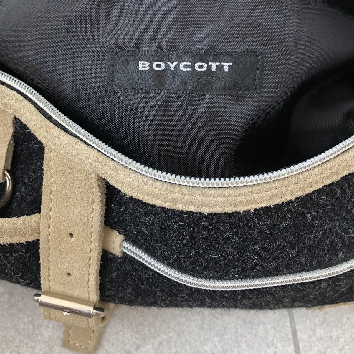 Boycott Boycott x Harris Tweed Mix Leather Wool Cross Body Bag Size ONE SIZE - 13 Thumbnail