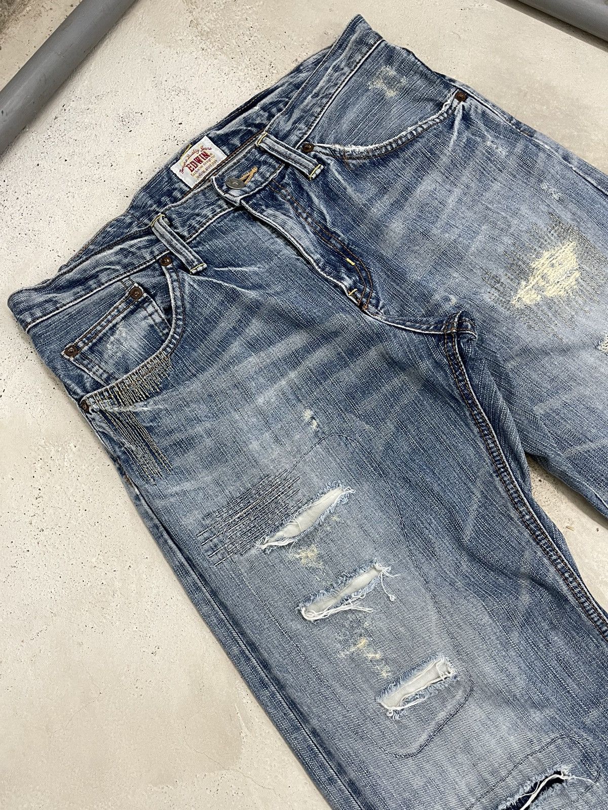 Edwin Edwin XV Vintage Distressed Denim (AE19) Size US 33 - 3 Thumbnail