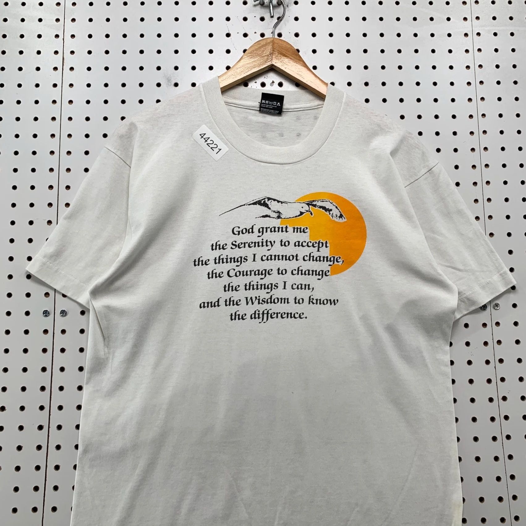 Vintage VINTAGE God Quote Dove Sun Shirt Mens Large White Cotton T-Shirt 1990s 90s Bird Graphic Made USA Size US L / EU 52-54 / 3 - 2 Thumbnail