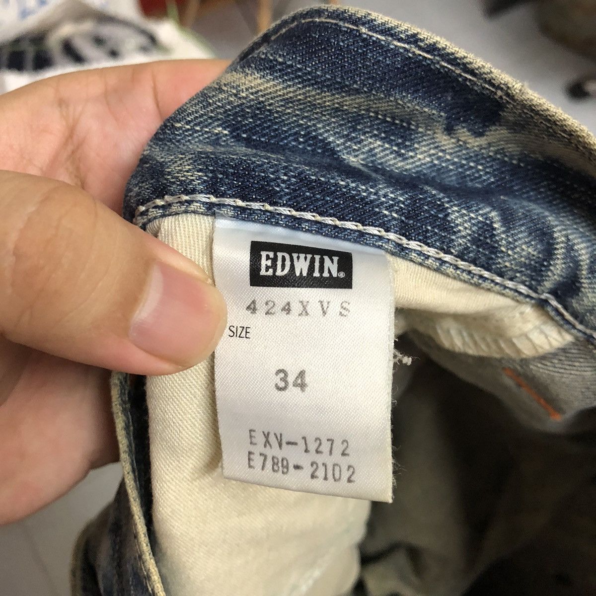 Edwin DLL Edwin Blue Distressed ripped Denim Pants #C239 Size US 35 - 23 Thumbnail