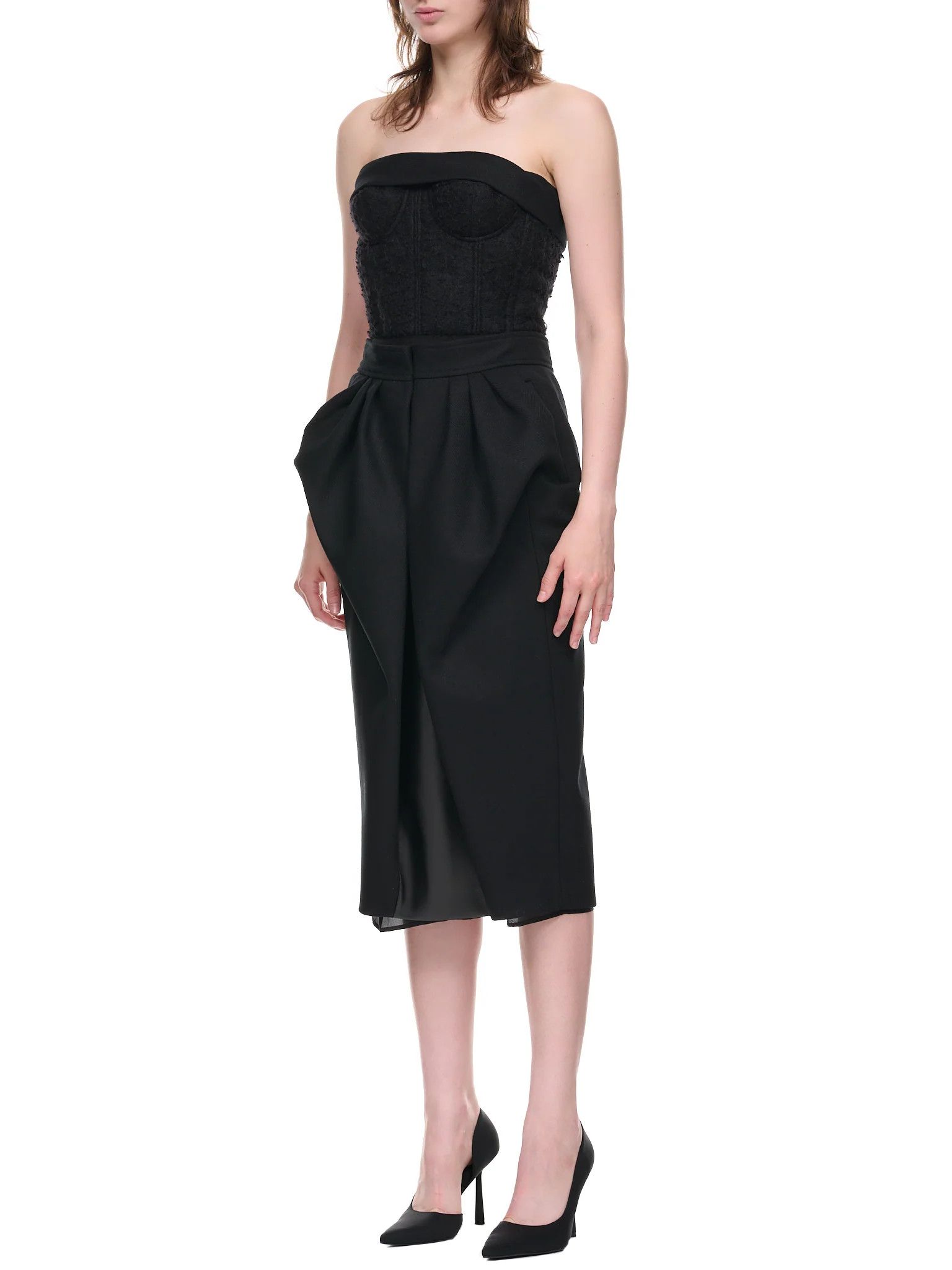 Maison Margiela o1y0625 Midi Dress in Black Size S / US 4 / IT 40 - 2 Thumbnail